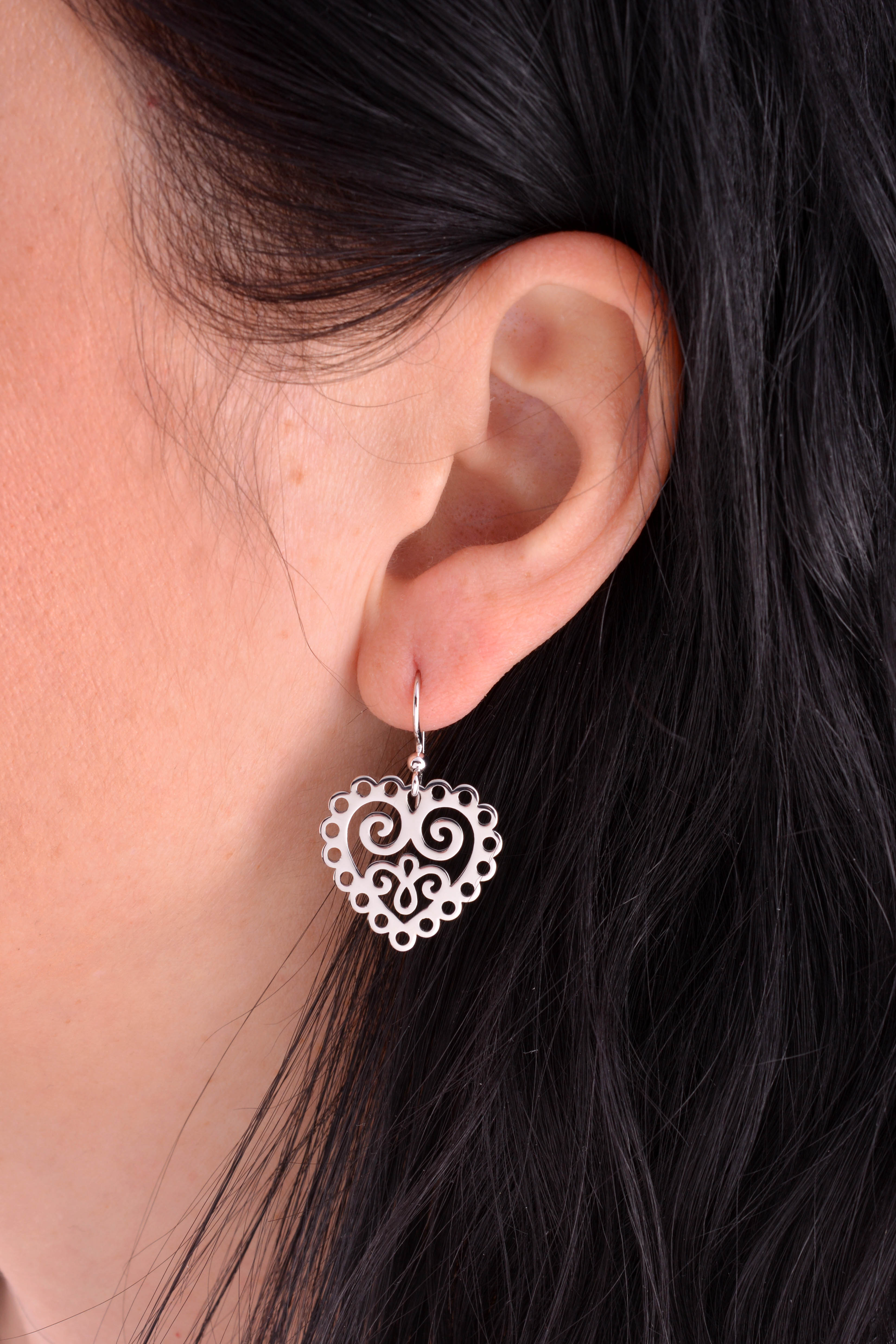 Náušnice srdce ornament mini 1