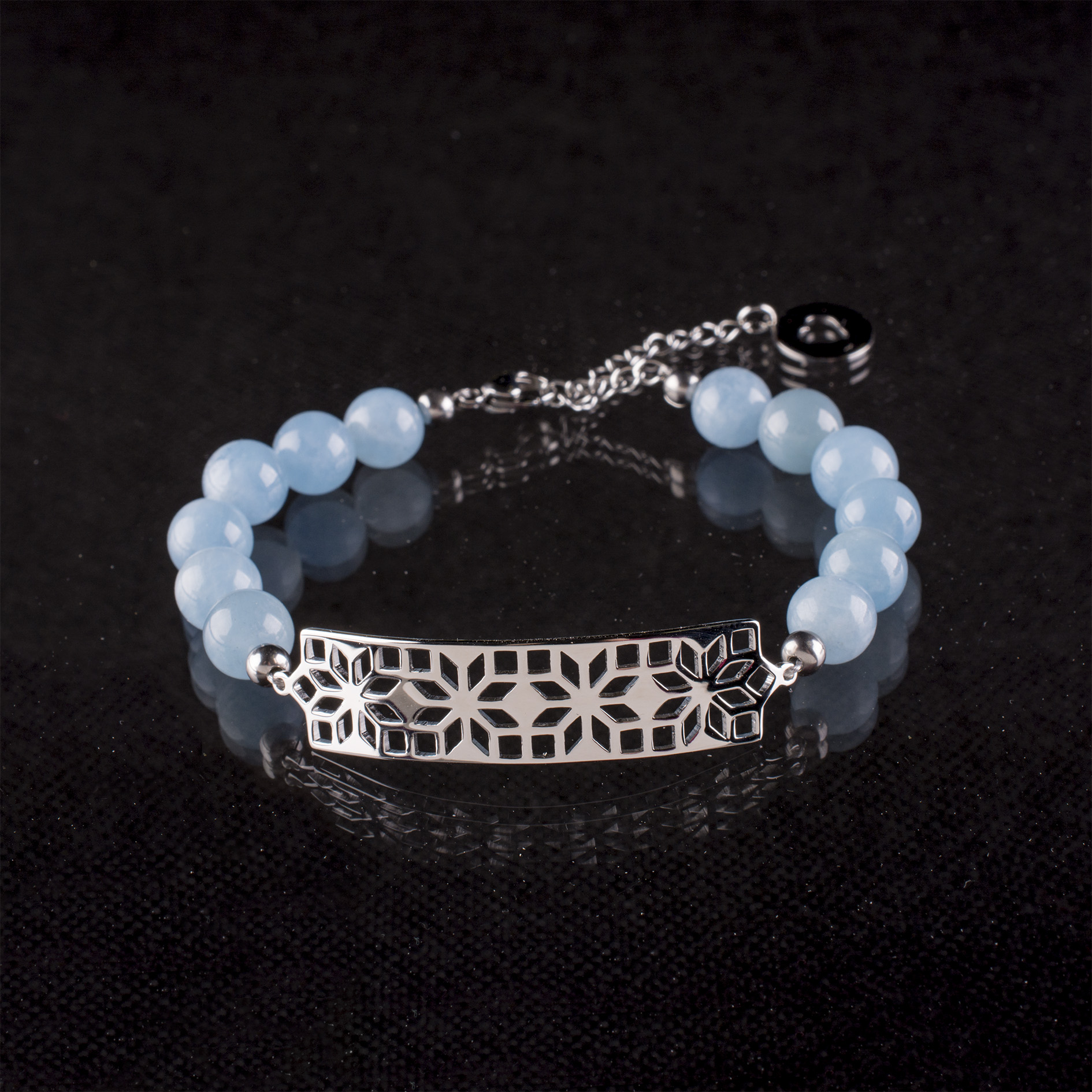 Náramok geometria 1 - akvamarín - krátky