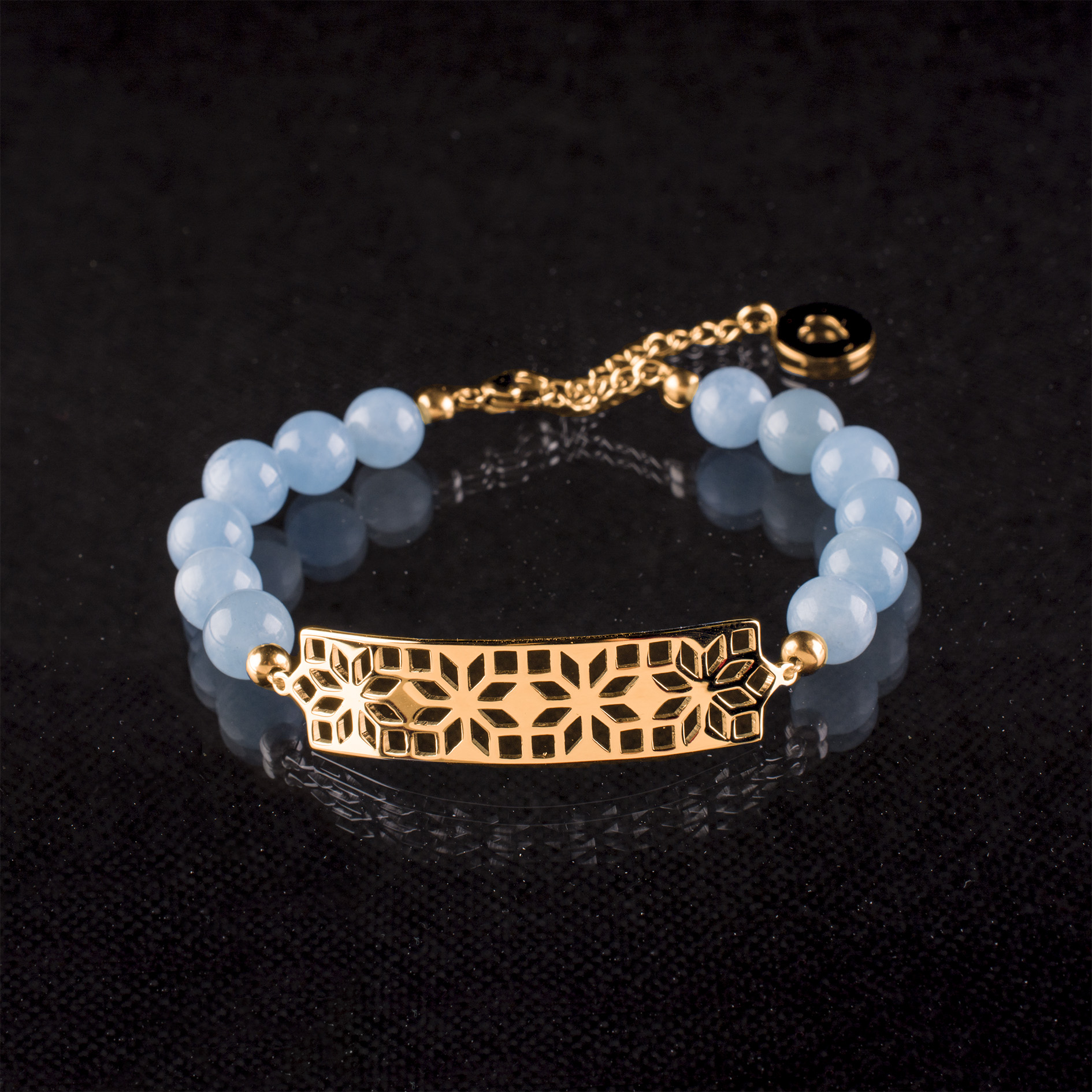 Náramok geometria 1 - akvamarín - krátky