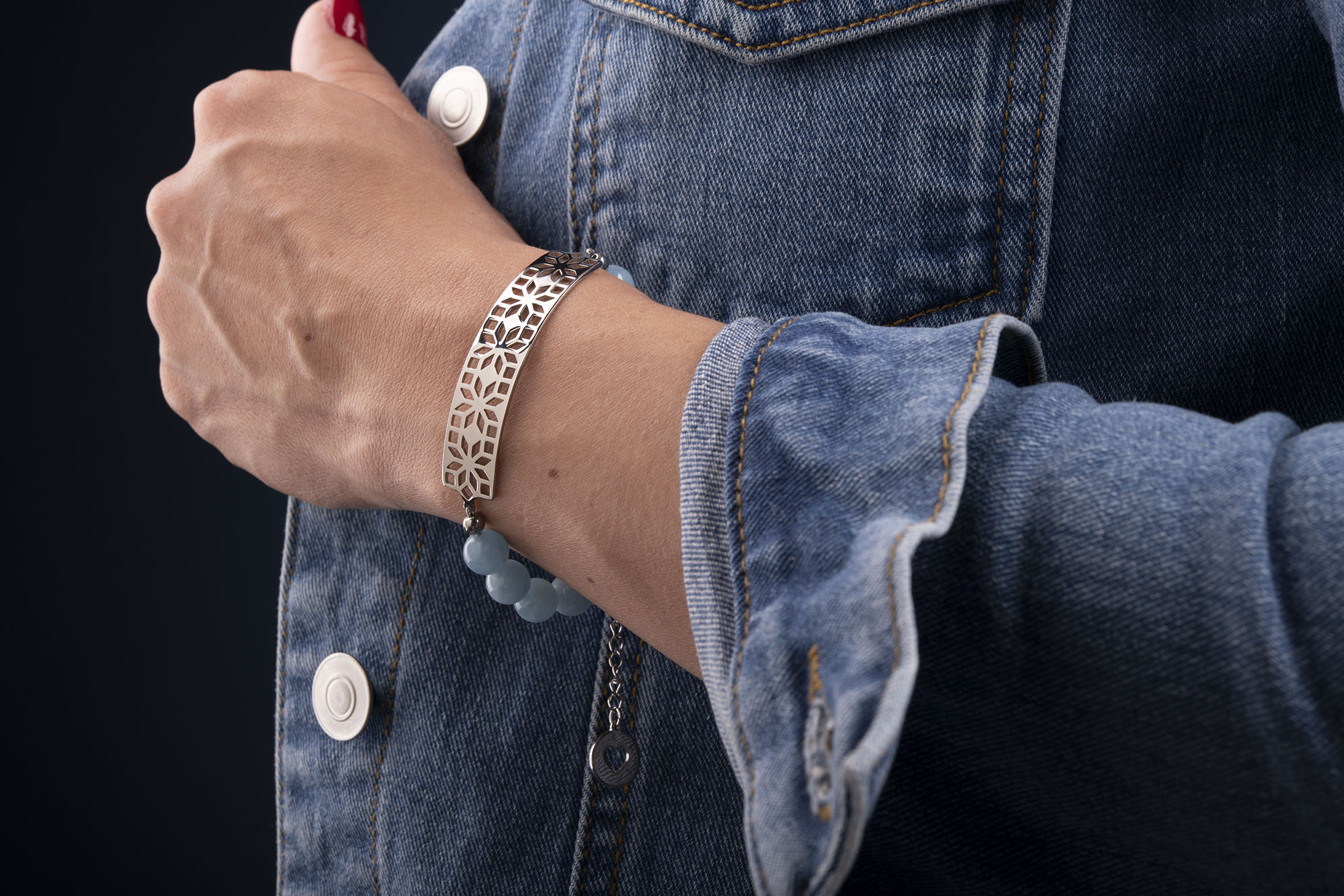 Náramok geometria 1 - akvamarín- dlhý