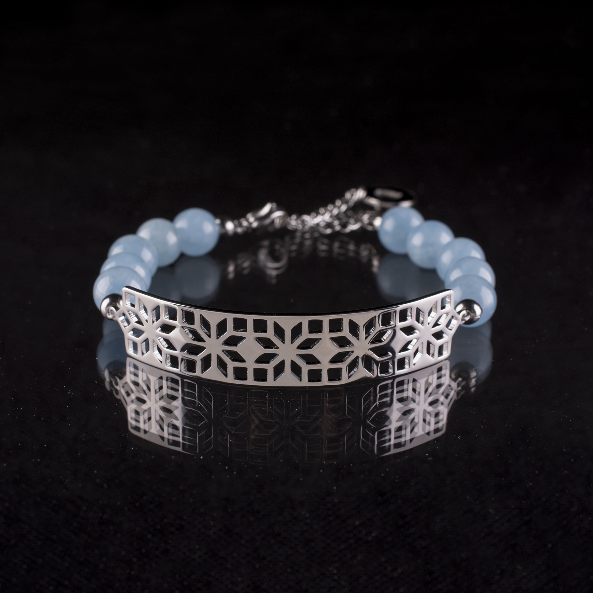 Náramok geometria 1 - akvamarín- dlhý