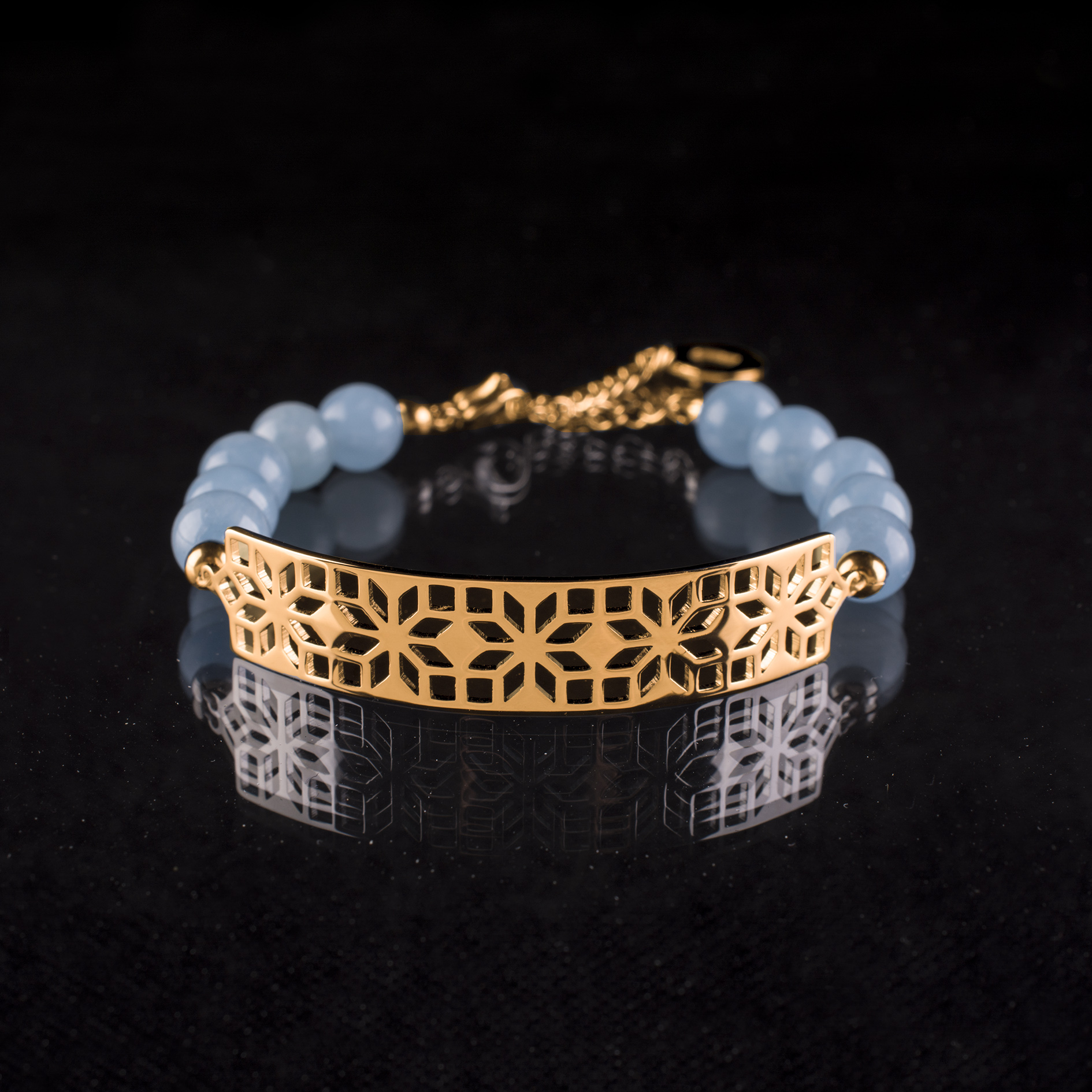 Náramok geometria 1 - akvamarín- dlhý