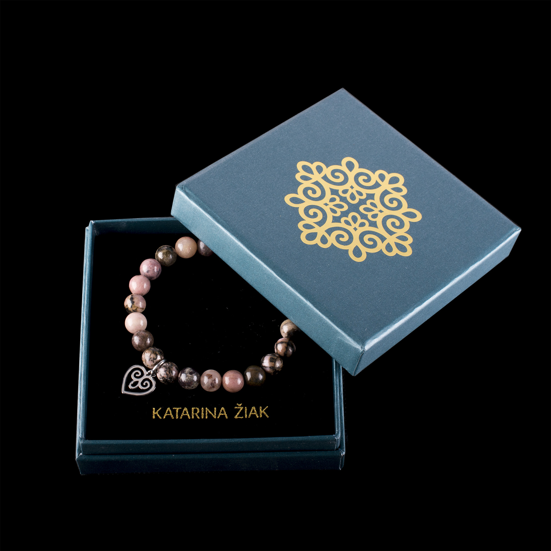 Náramok malé srdiečko - rôzne kamene