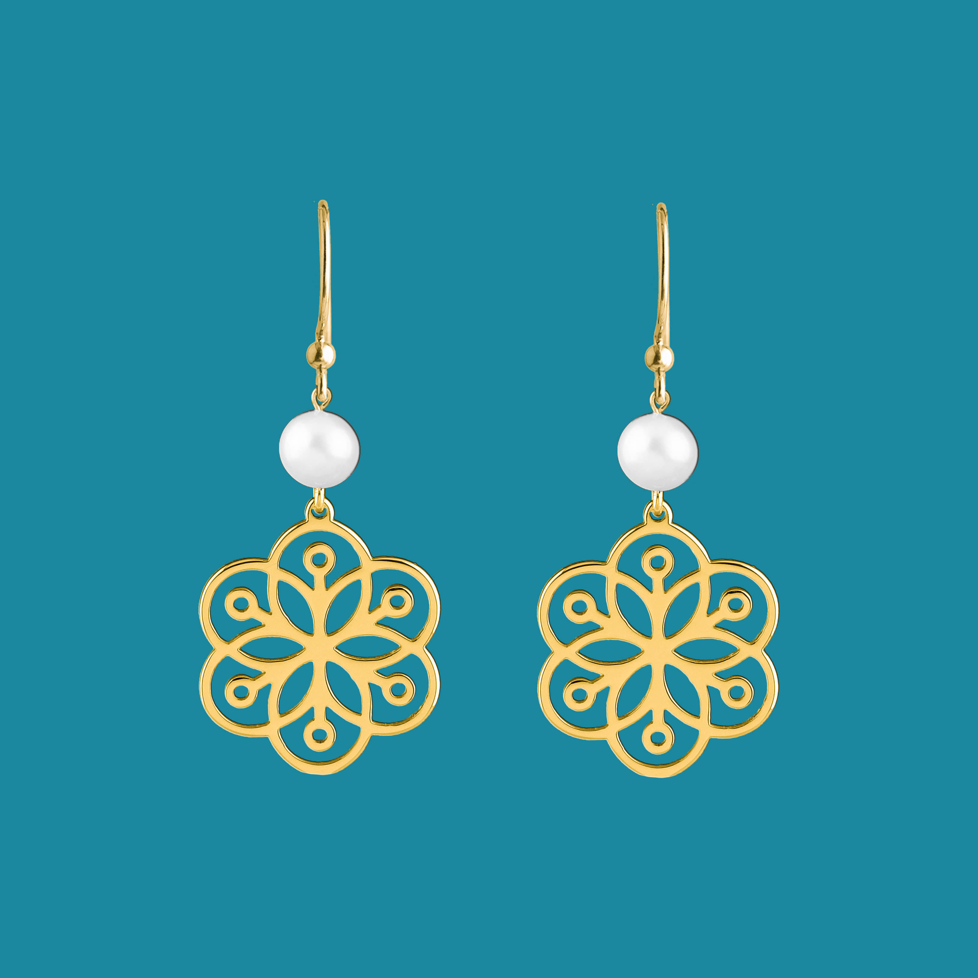 Náušnice Kvet života 1 s perlou