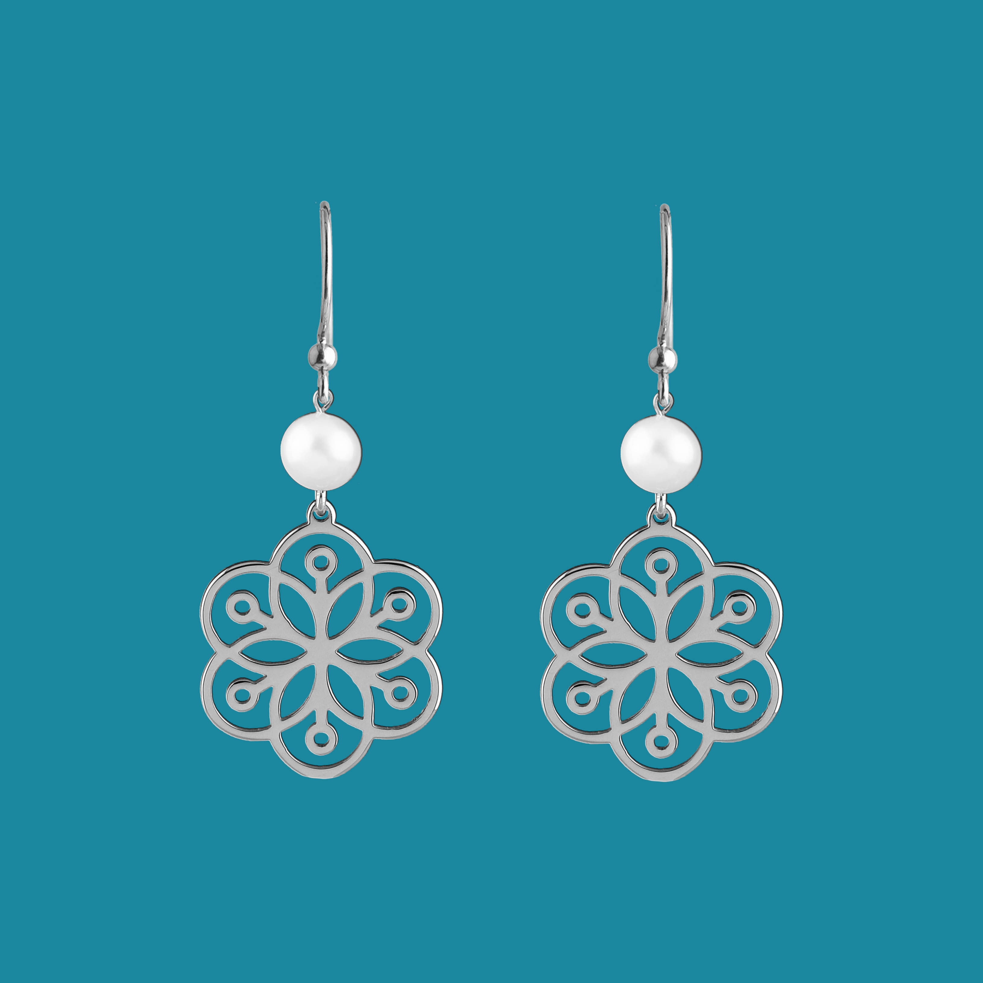 Náušnice Kvet života 1 s perlou