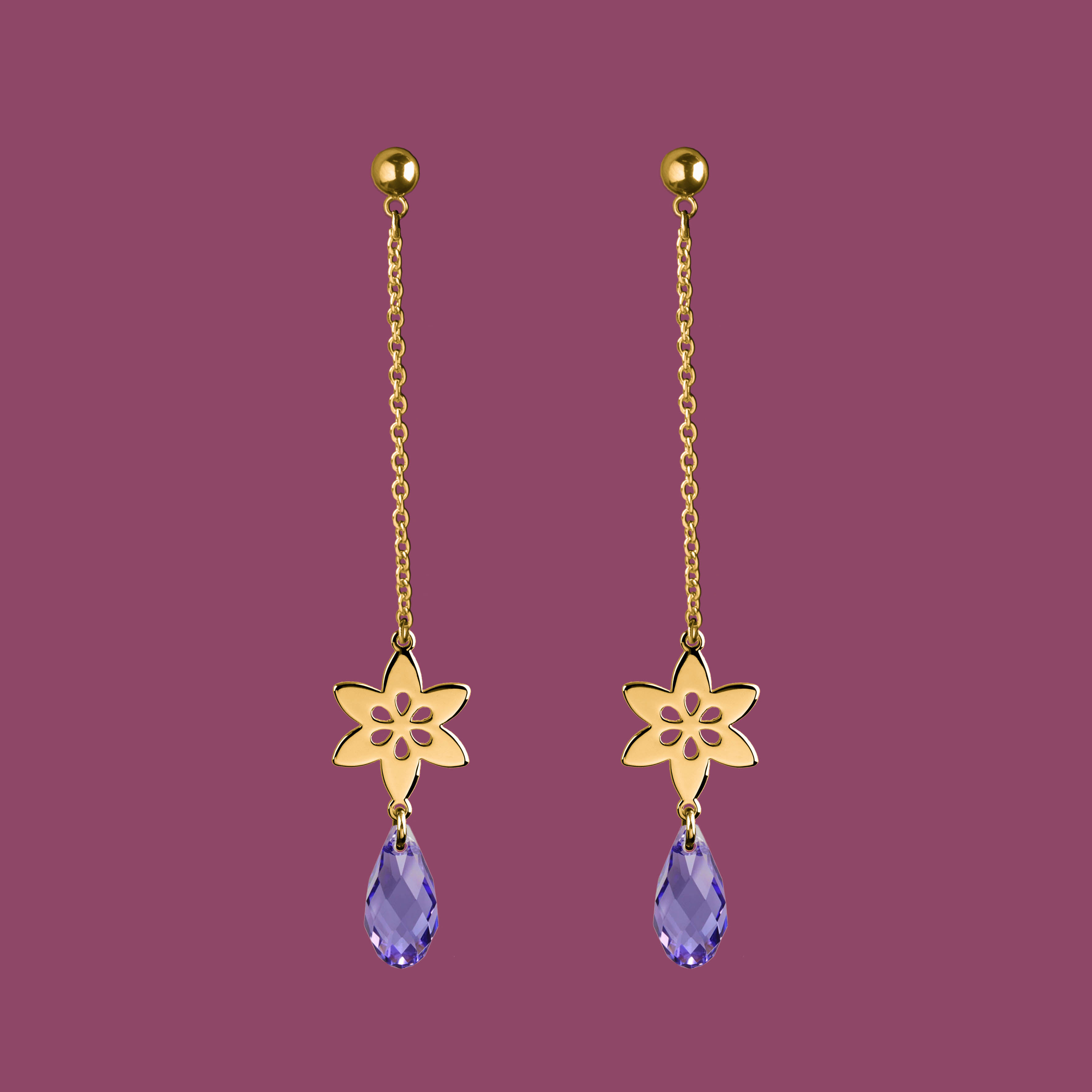 Náušnice klematis 6 - swarowski na retiazke