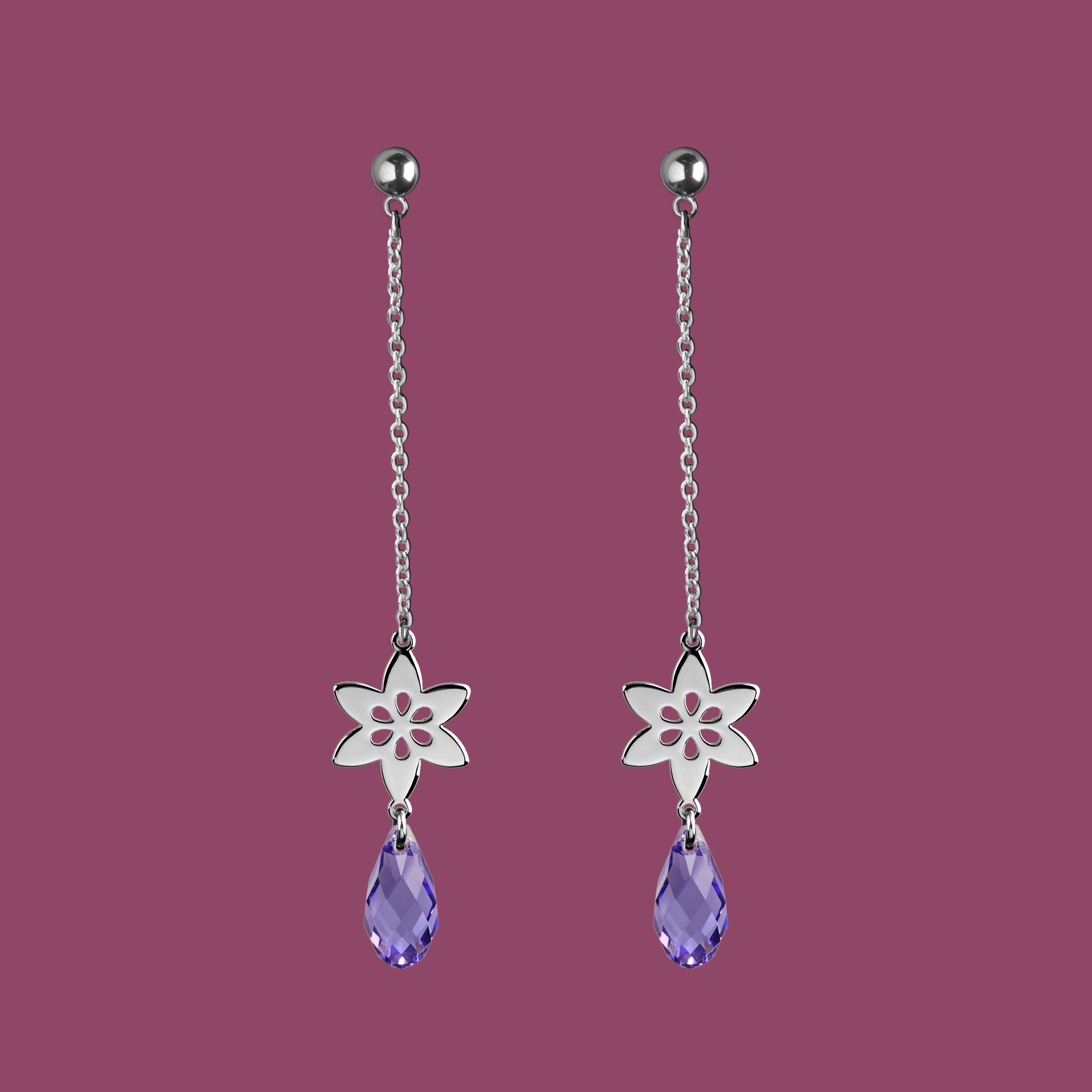 Náušnice klematis 6 - swarowski na retiazke