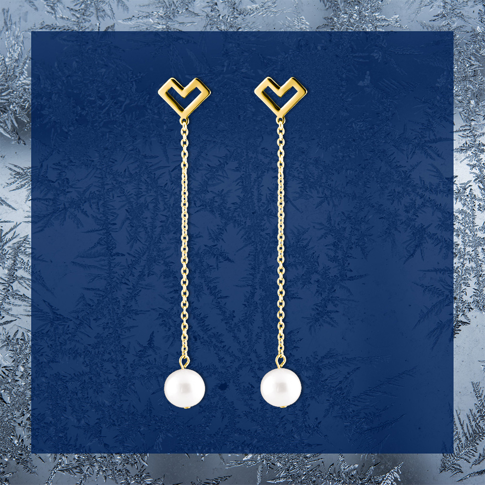 Napichovacie náušnice – Novohrad srdiečko + perla - dlhé