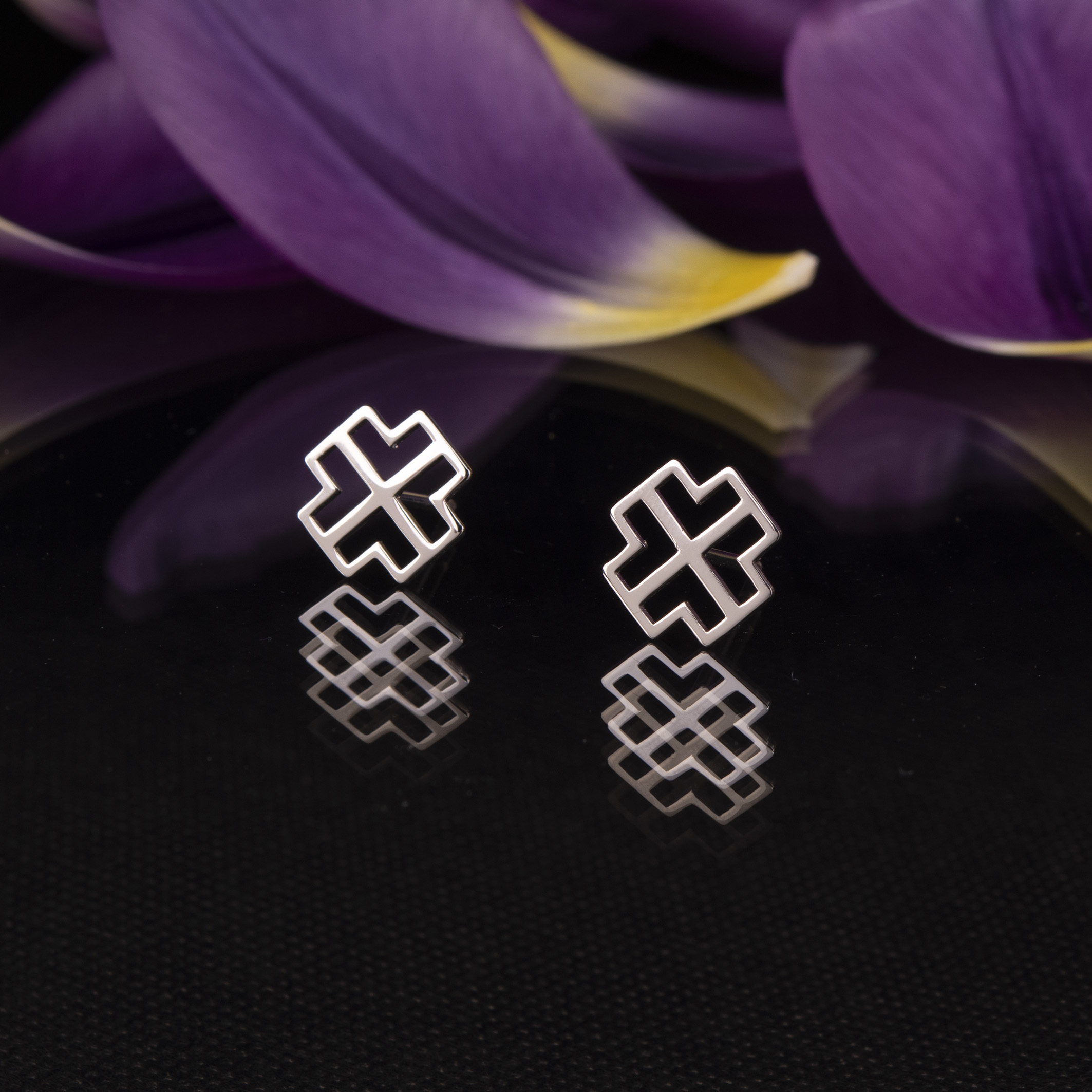 Napichovacie náušnice - Novohrad ornament štvorec 1