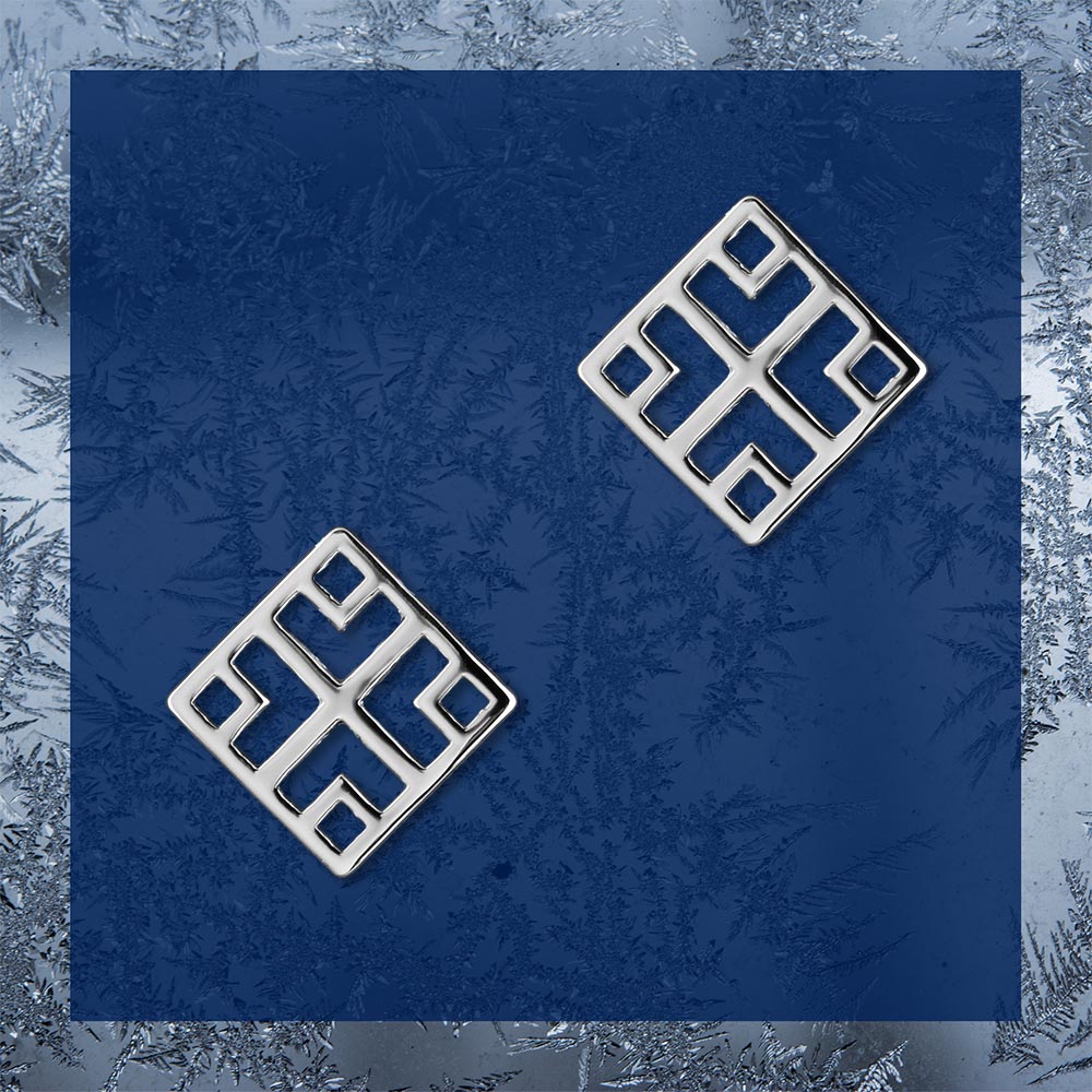 Napichovacie náušnice - Novohrad ornament štvorec 2