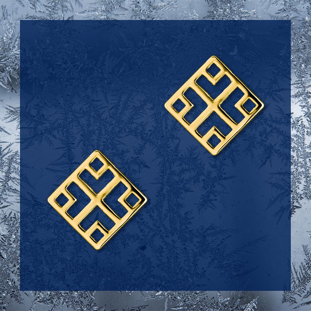 Napichovacie náušnice - Novohrad ornament štvorec 2