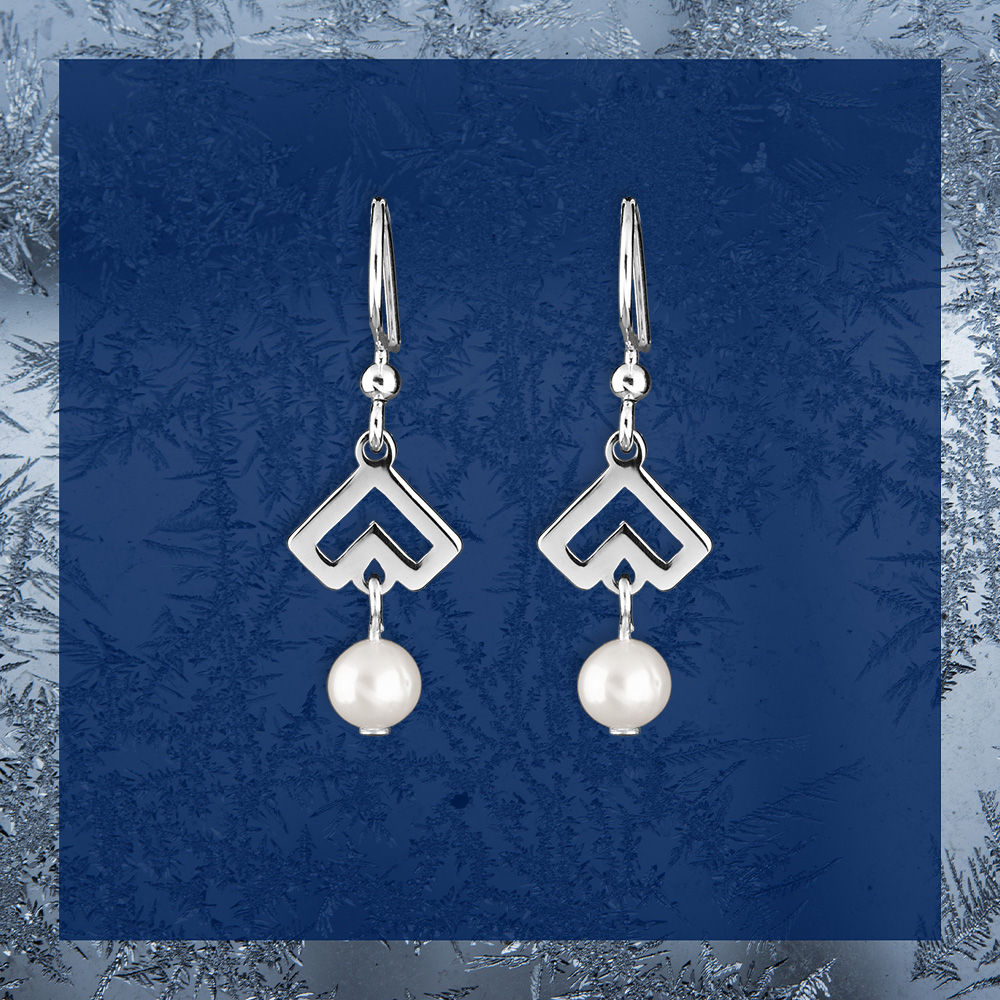 Náušnice – Novohrad srdiečko 1 + perla - krátke