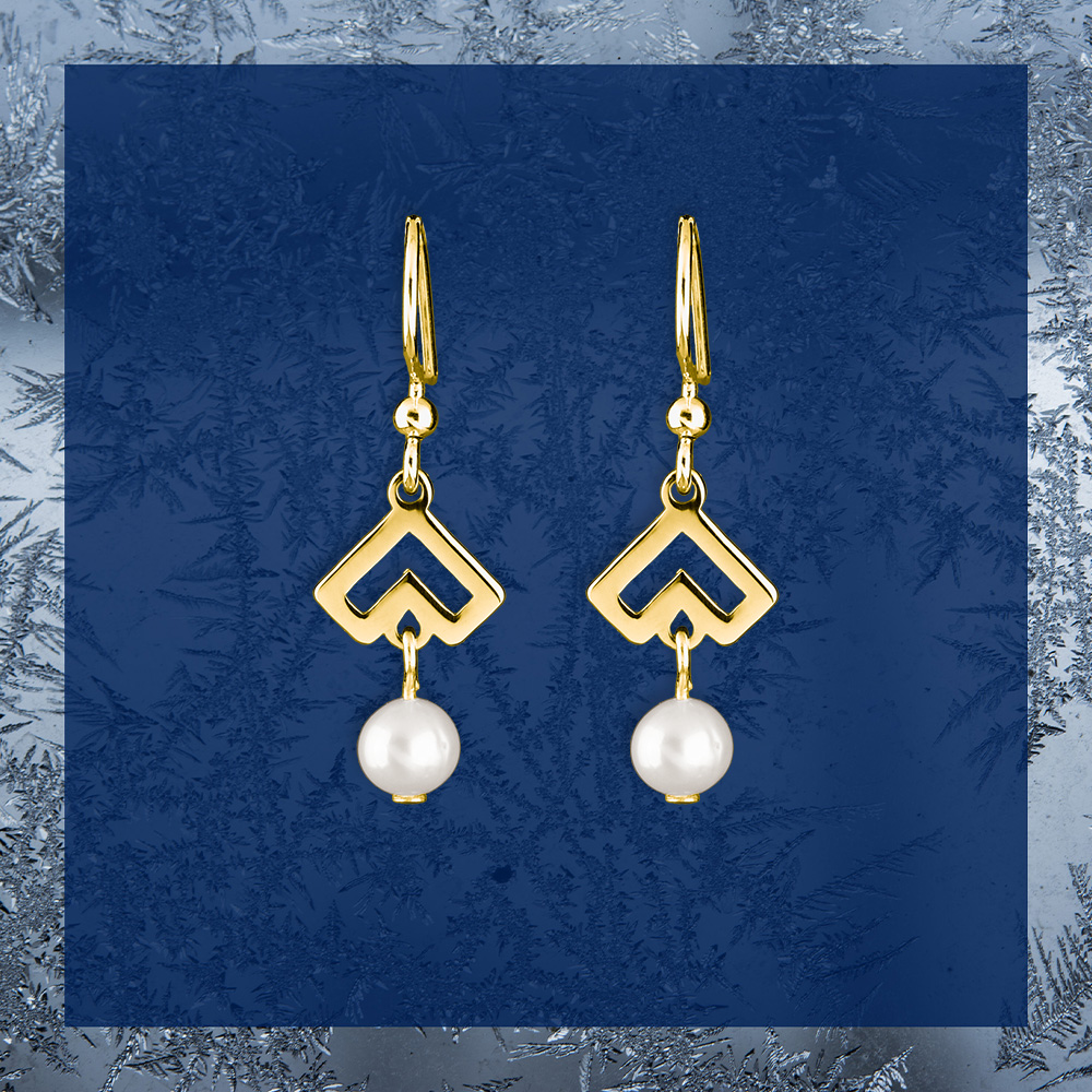 Náušnice – Novohrad srdiečko 1 + perla - krátke