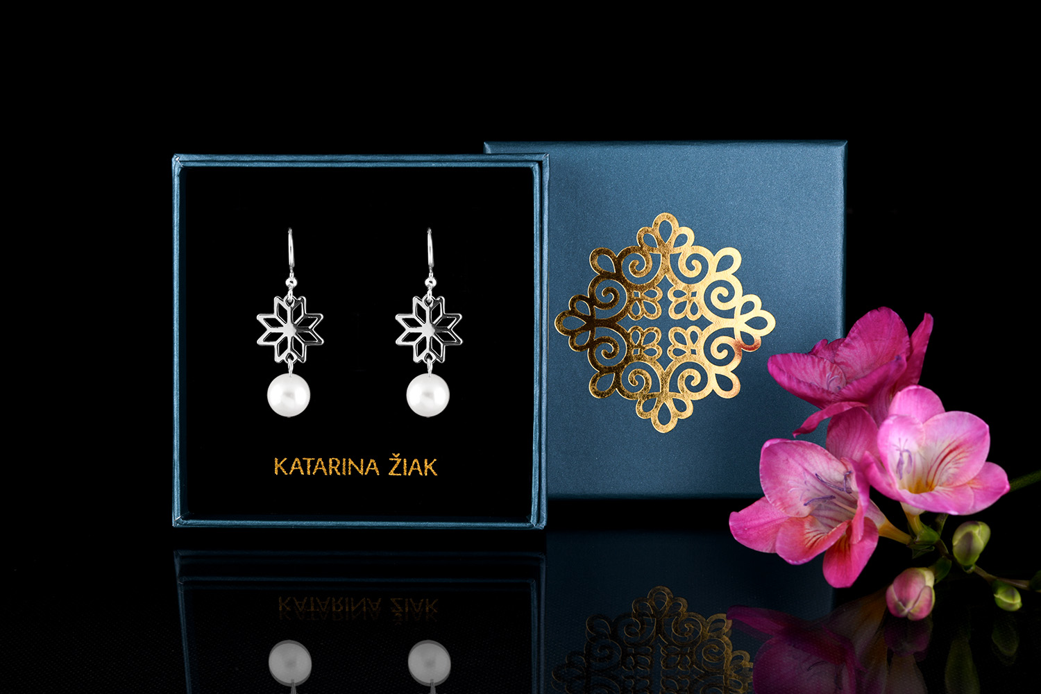 Náušnice – Novohrad hviezda 1 + perla - krátke