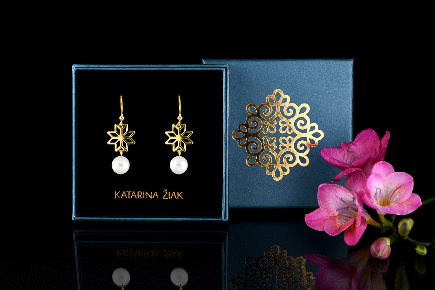 Náušnice – Novohrad hviezda 1 + perla - krátke