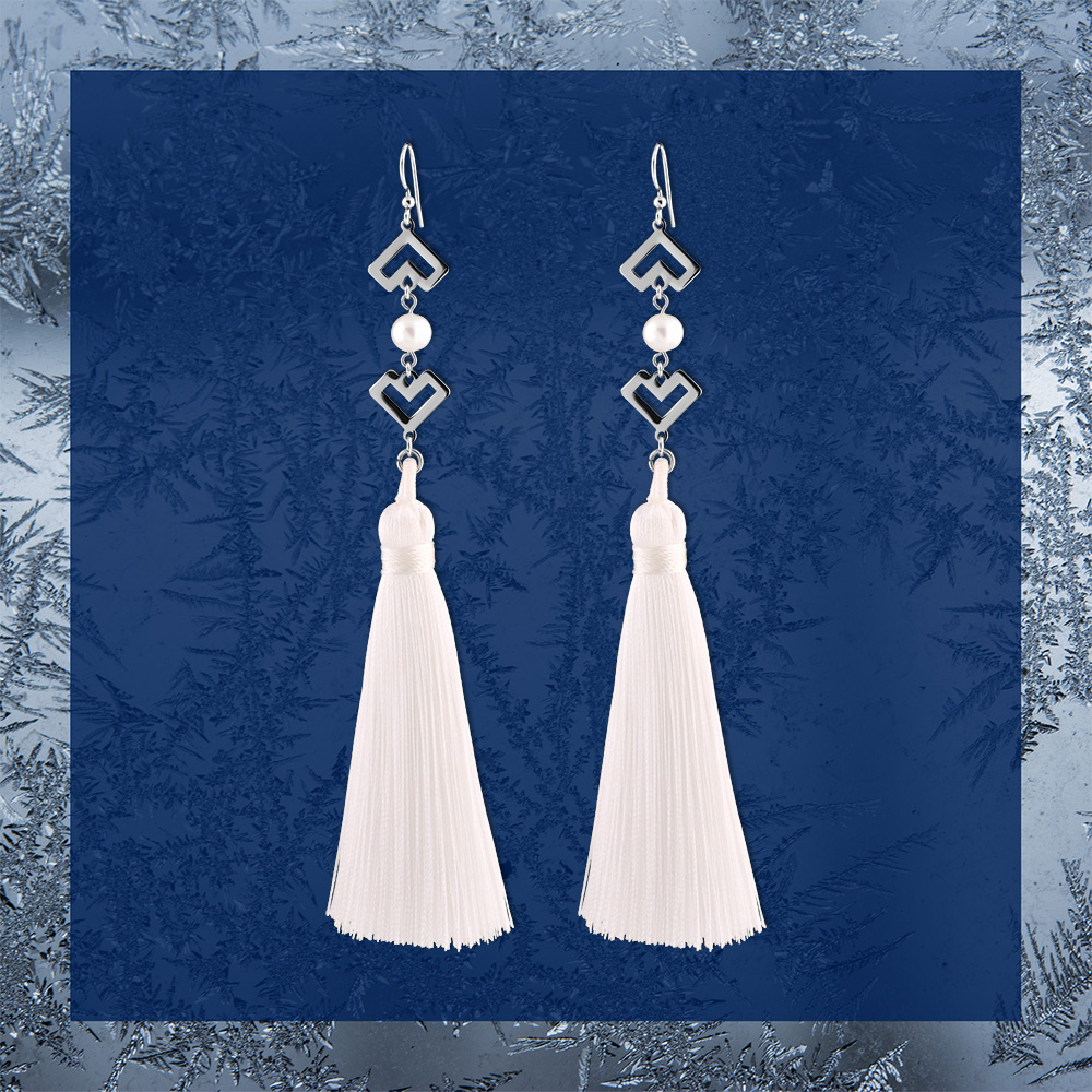 Náušnice – Novohrad srdiečko + perla - strapce