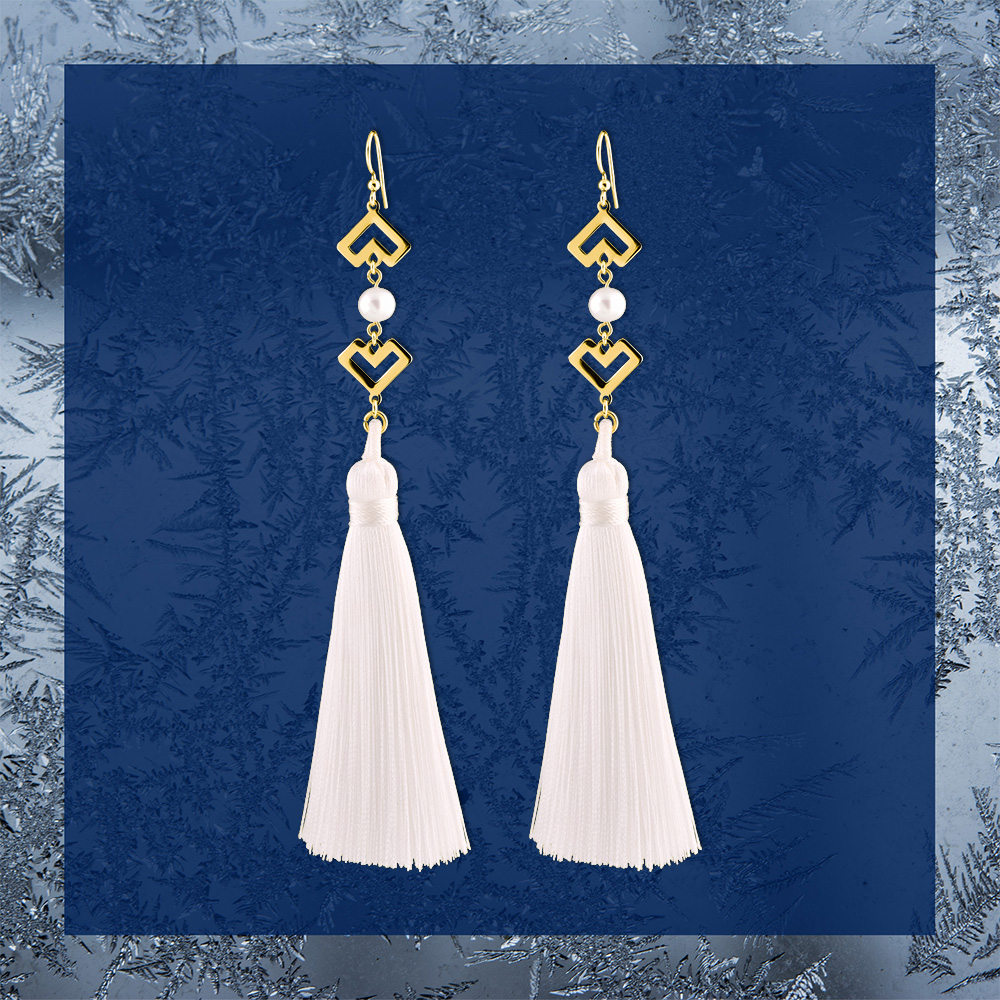 Náušnice – Novohrad srdiečko + perla - strapce