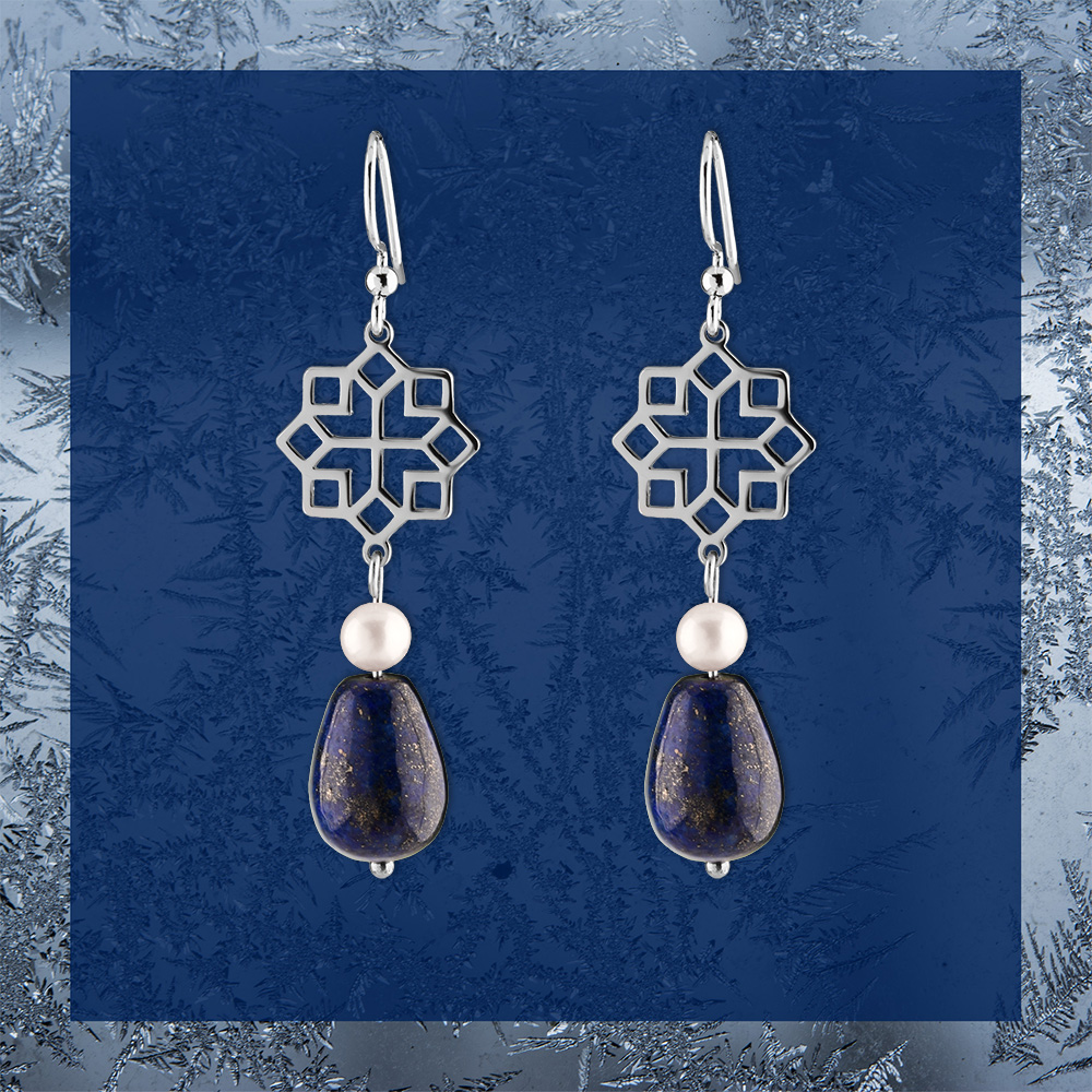 Náušnice – Novohrad hviezda 2+ perla+ lapis