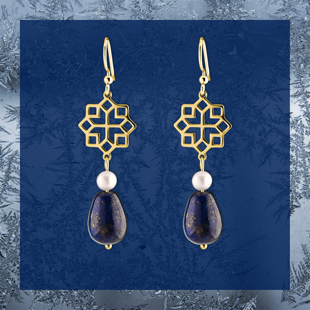 Náušnice – Novohrad hviezda 2+ perla+ lapis