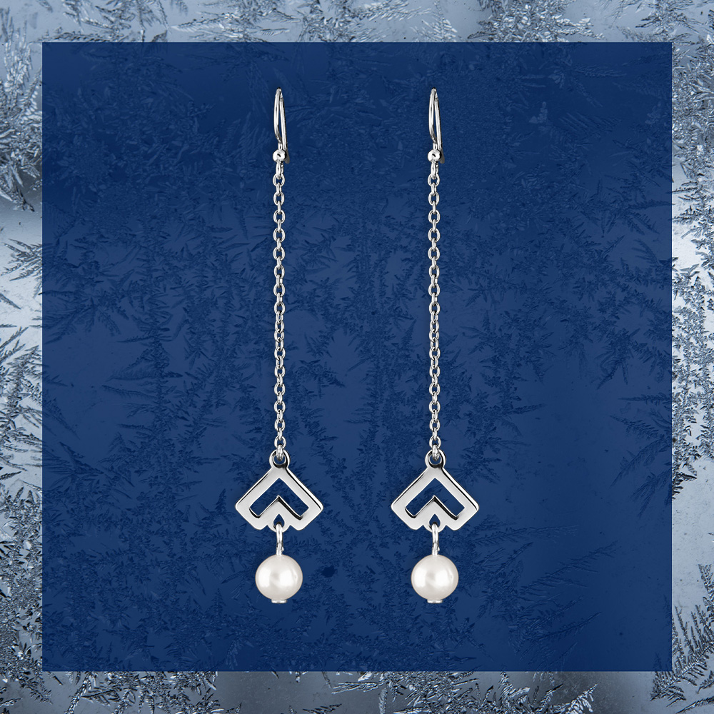 Náušnice – Novohrad srdiečko 1 + perla - dlhé