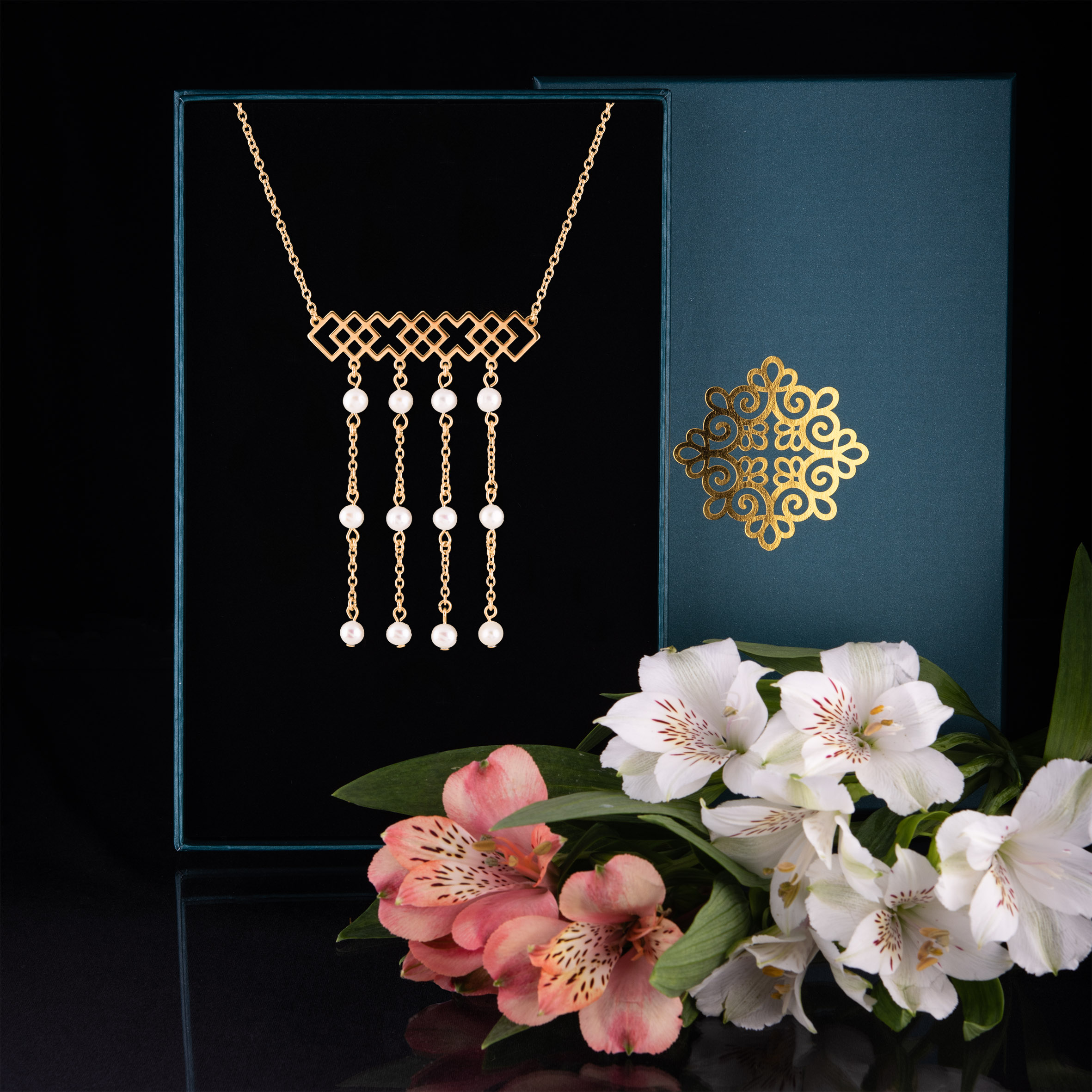 Náhrdelník Novohrad - pás - dlhý +perly