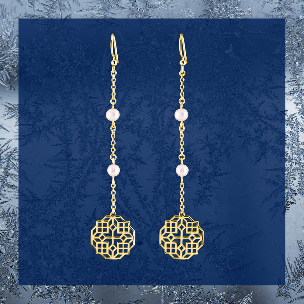 Náušnice – Novohrad ornament hviezda 1 - dlhé + perly