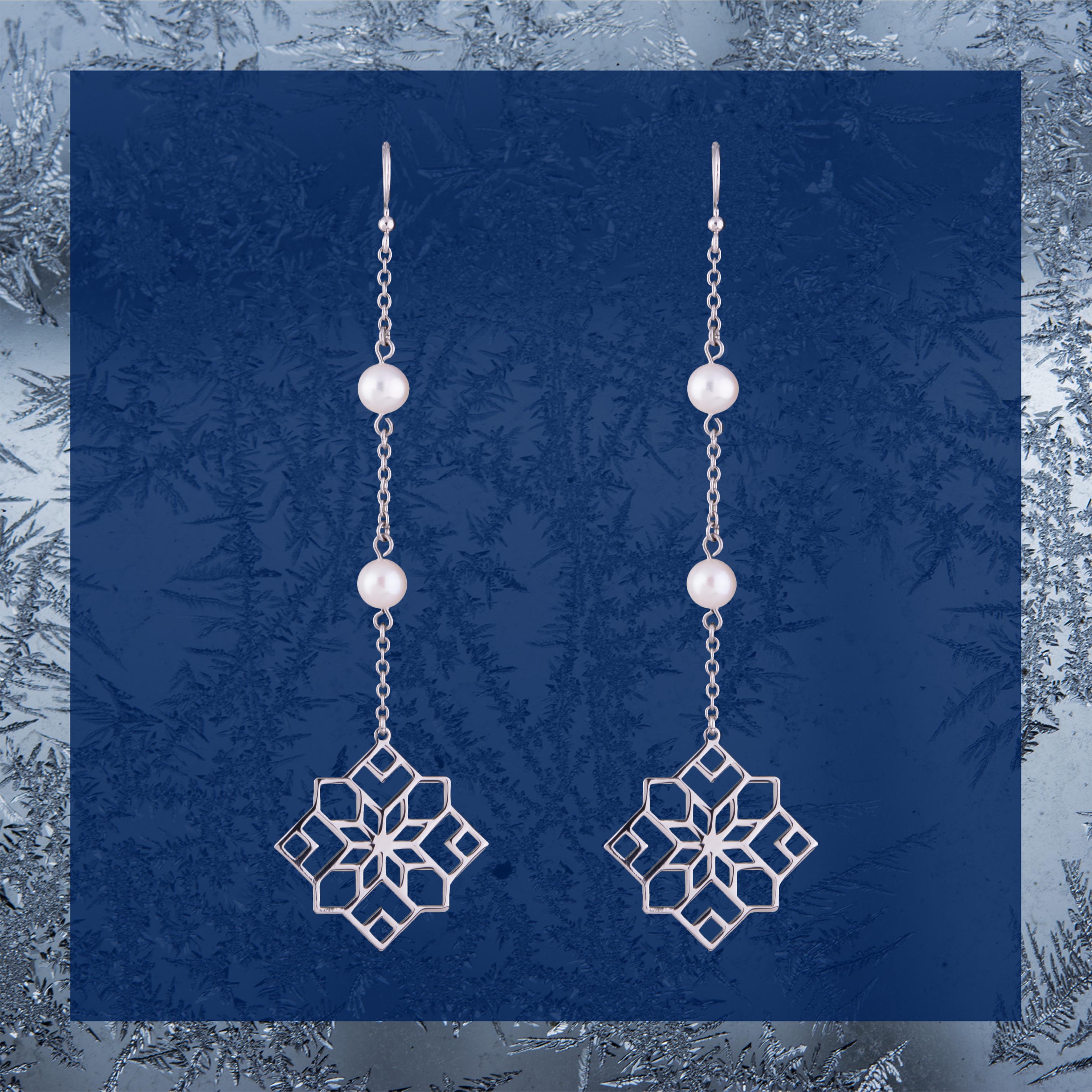 Náušnice – Novohrad štvorec 1 + perly - dlhé