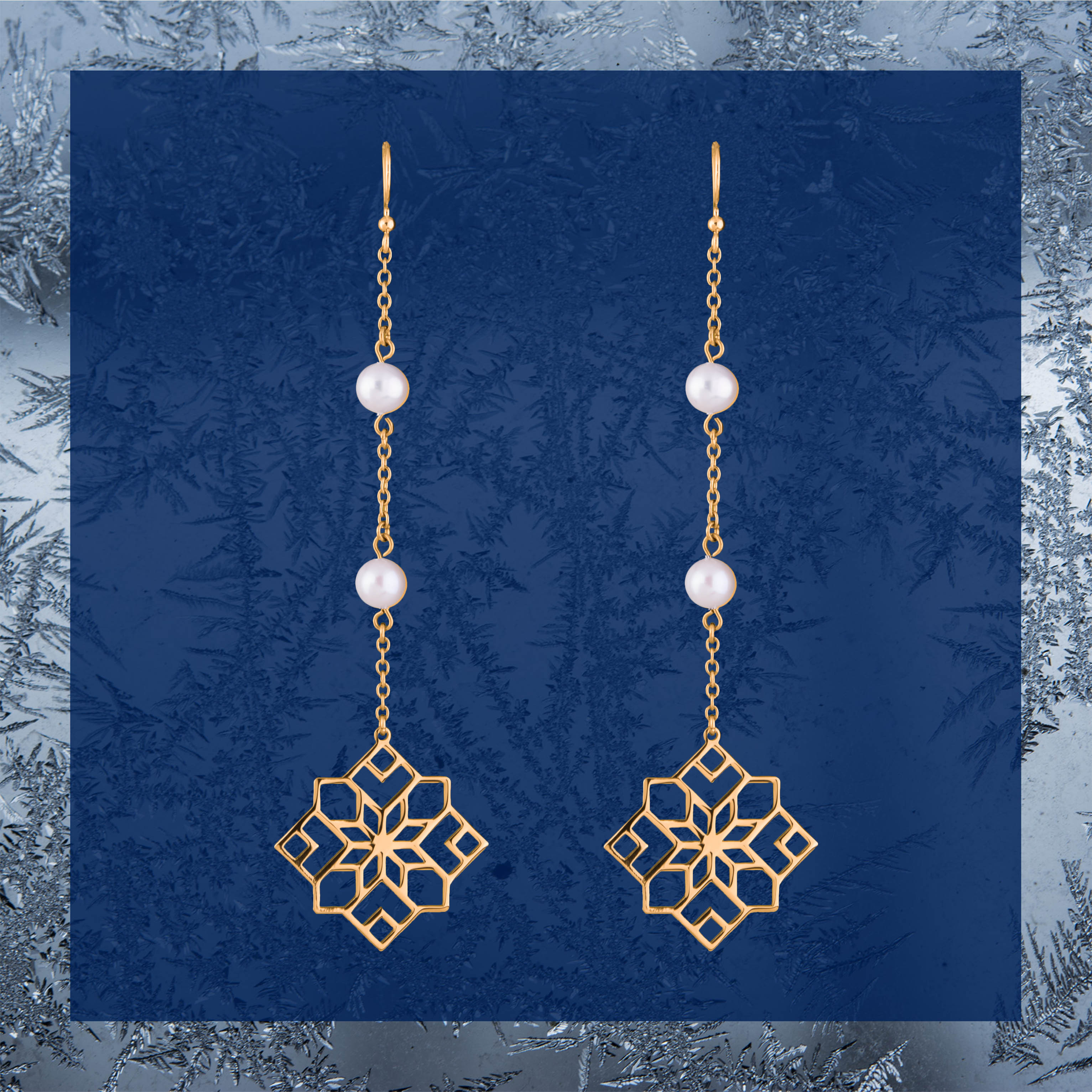 Náušnice – Novohrad štvorec 1 + perly - dlhé