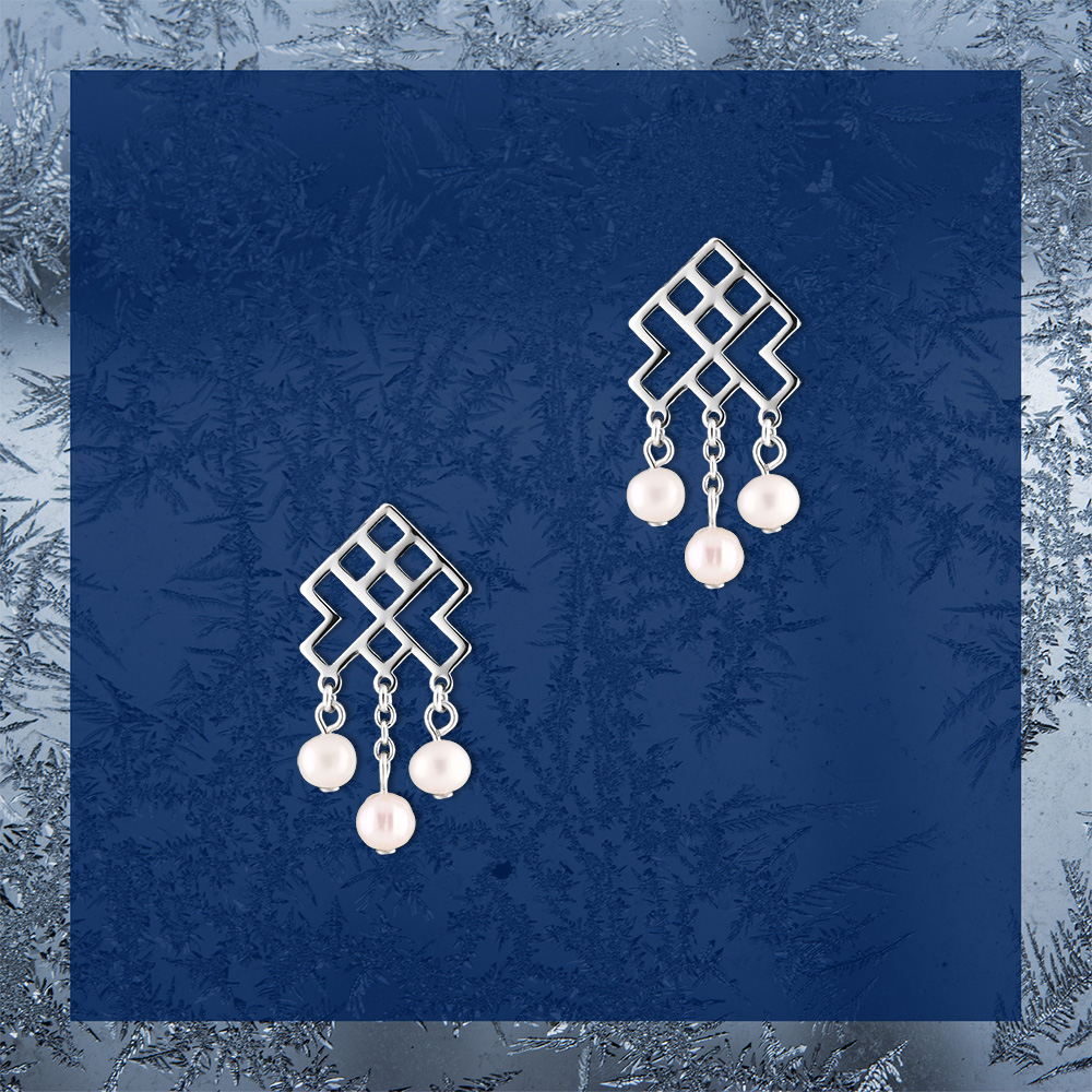 Napichovacie náušnice – Novohrad vodopád + perly - krátky