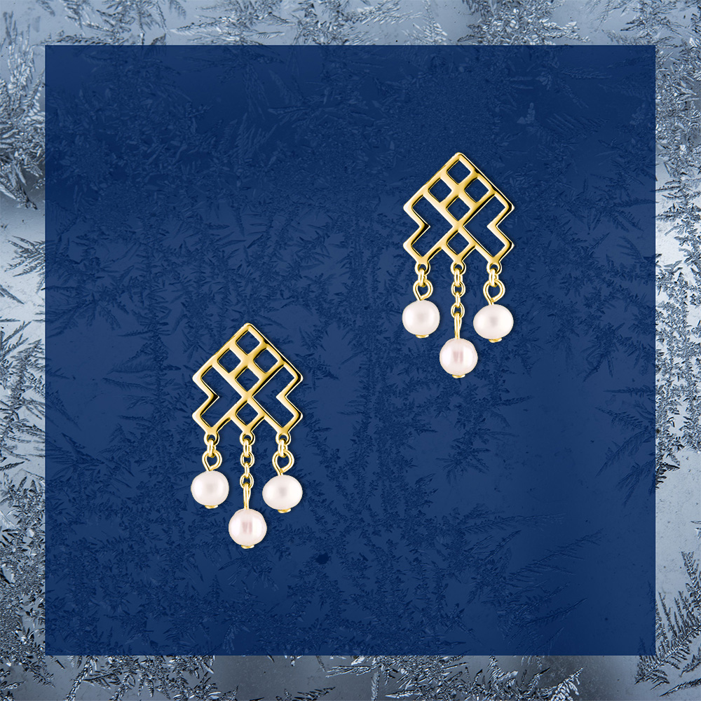 Napichovacie náušnice – Novohrad vodopád + perly - krátky