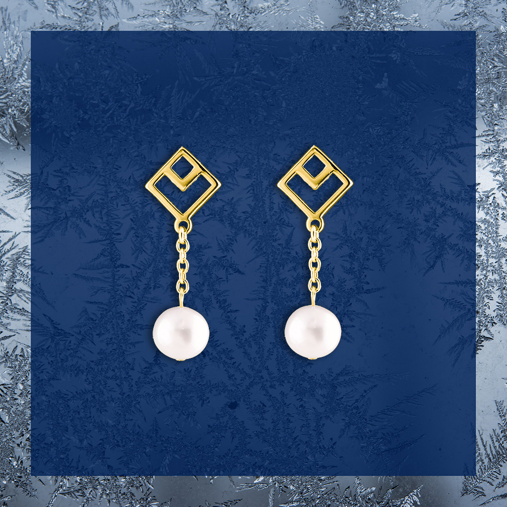 Napichovacie náušnice - Novohrad ornament štvorec 3 + perla