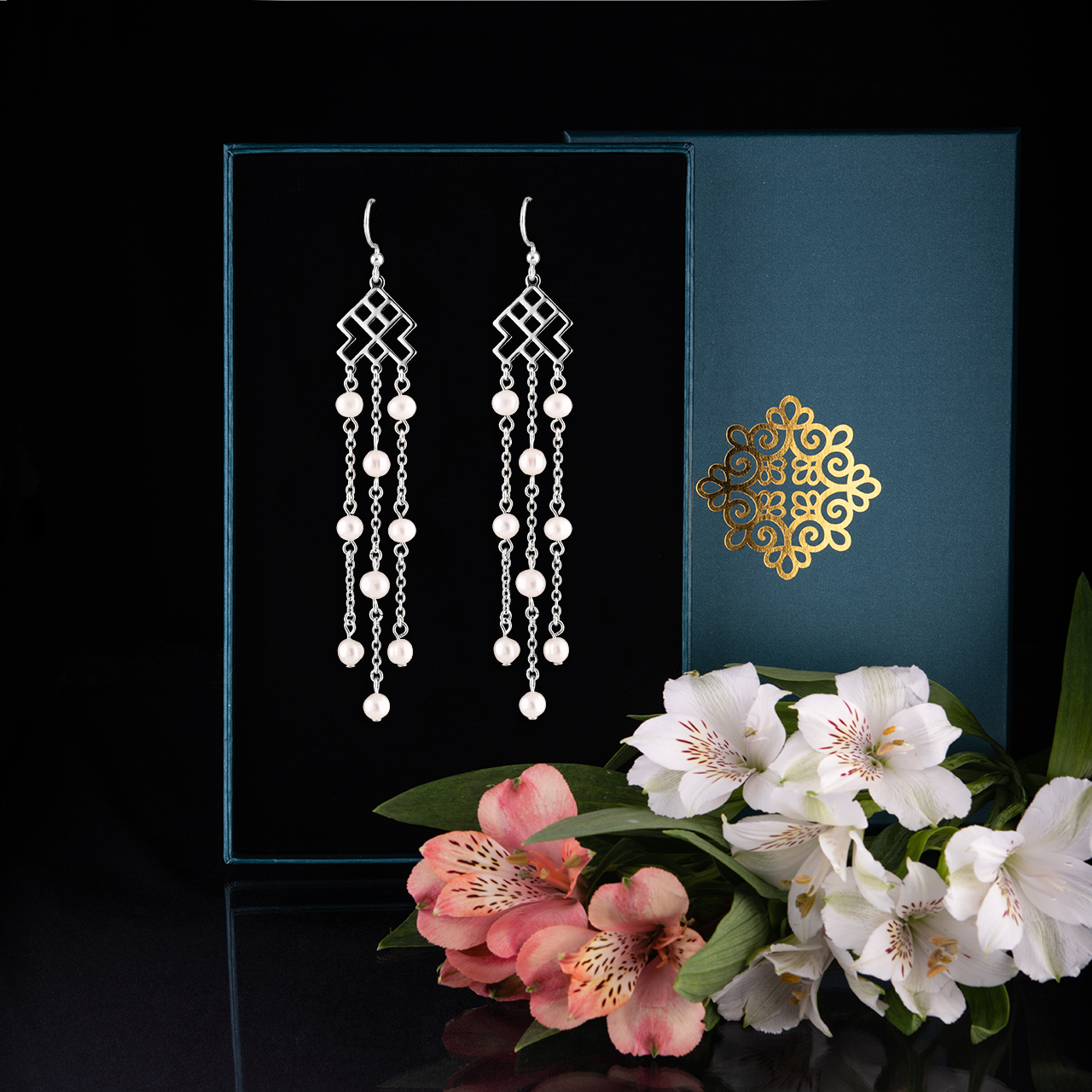 Náušnice – Novohrad vodopád + perly 1 - háčik