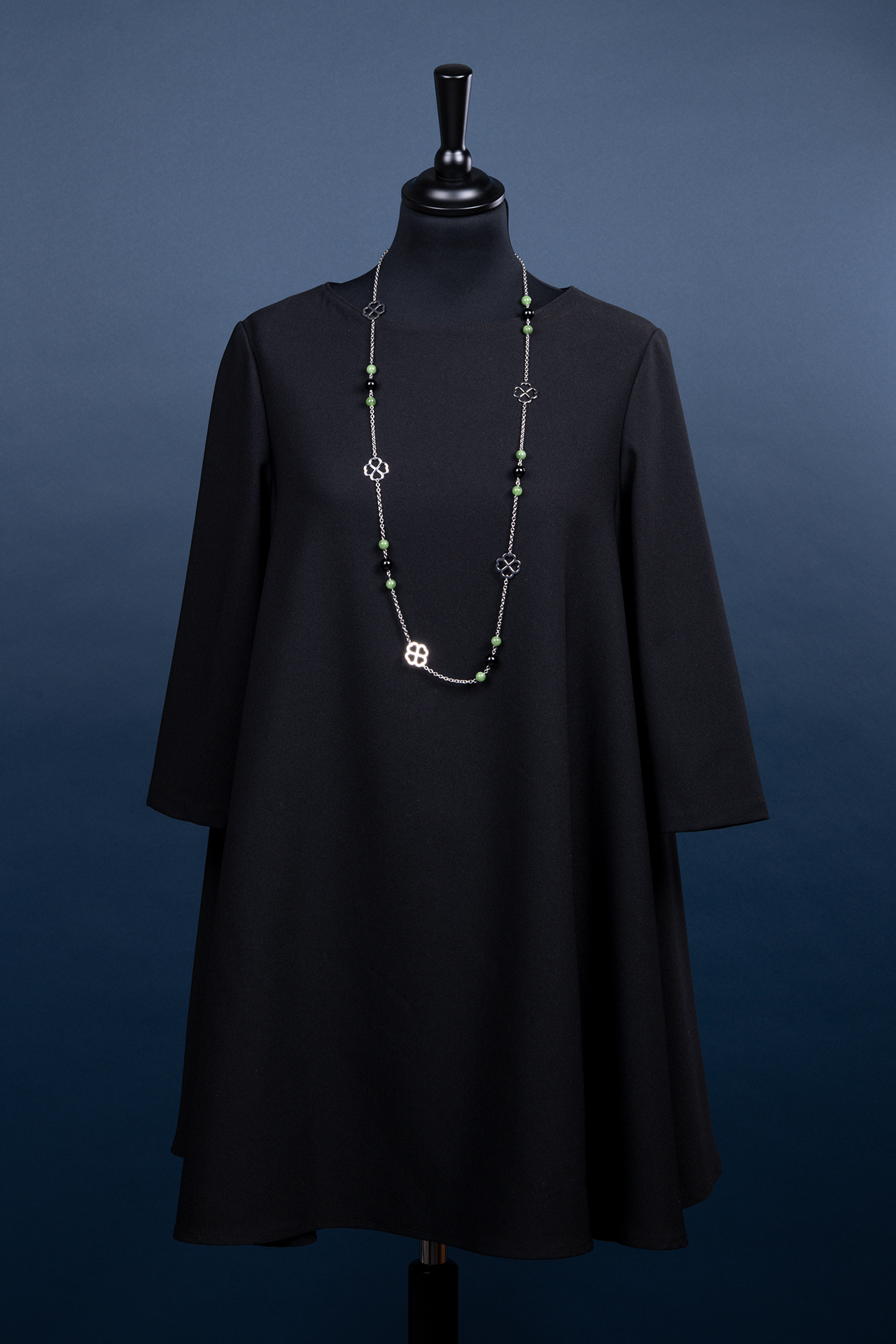 Retiazka štvorlístky -1 + nefrit/onyx