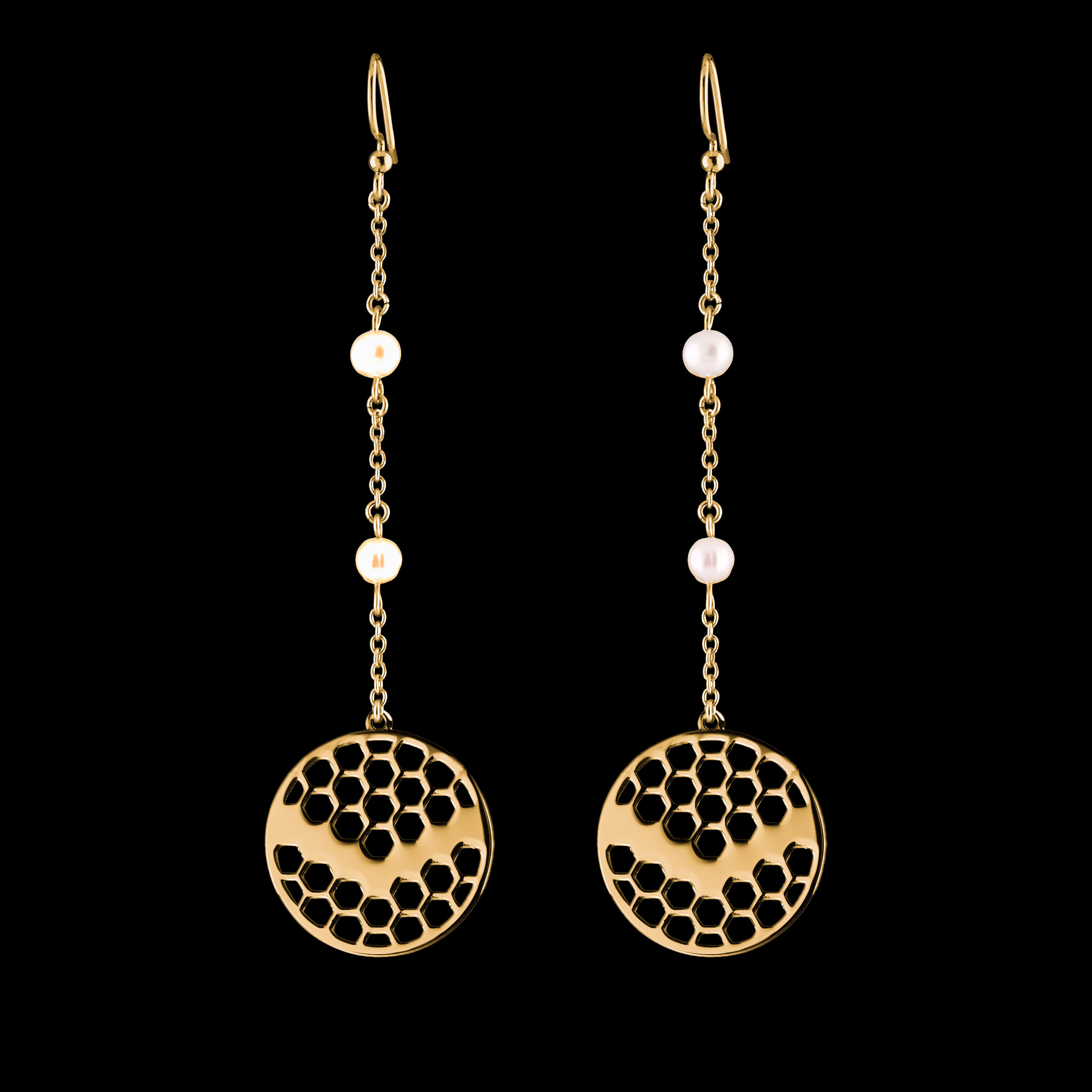 Náušnice – golf 10  + perly - dlhé