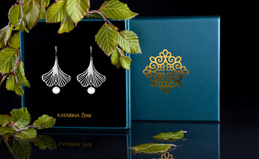 Náušnice ginkový list