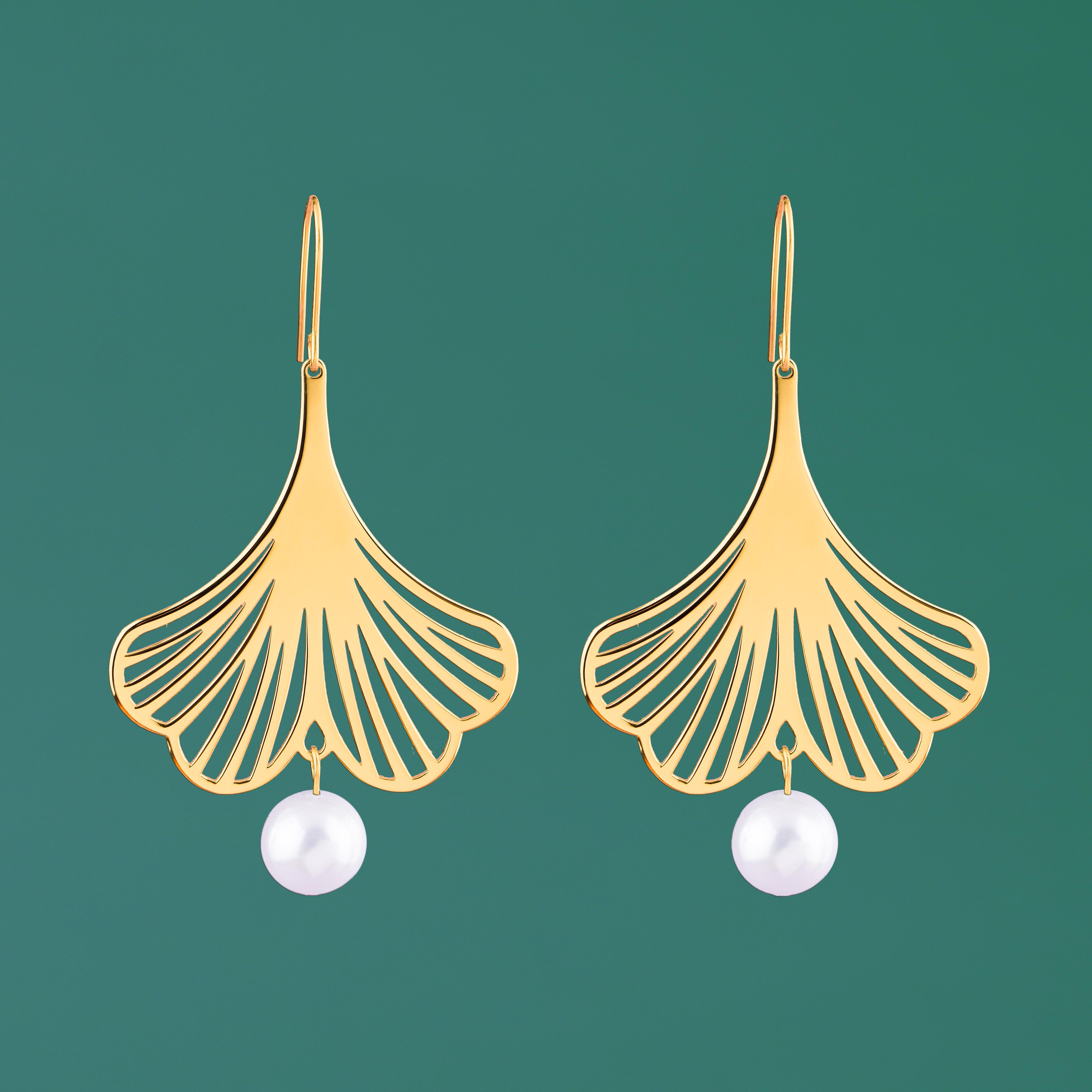 Náušnice ginkový list