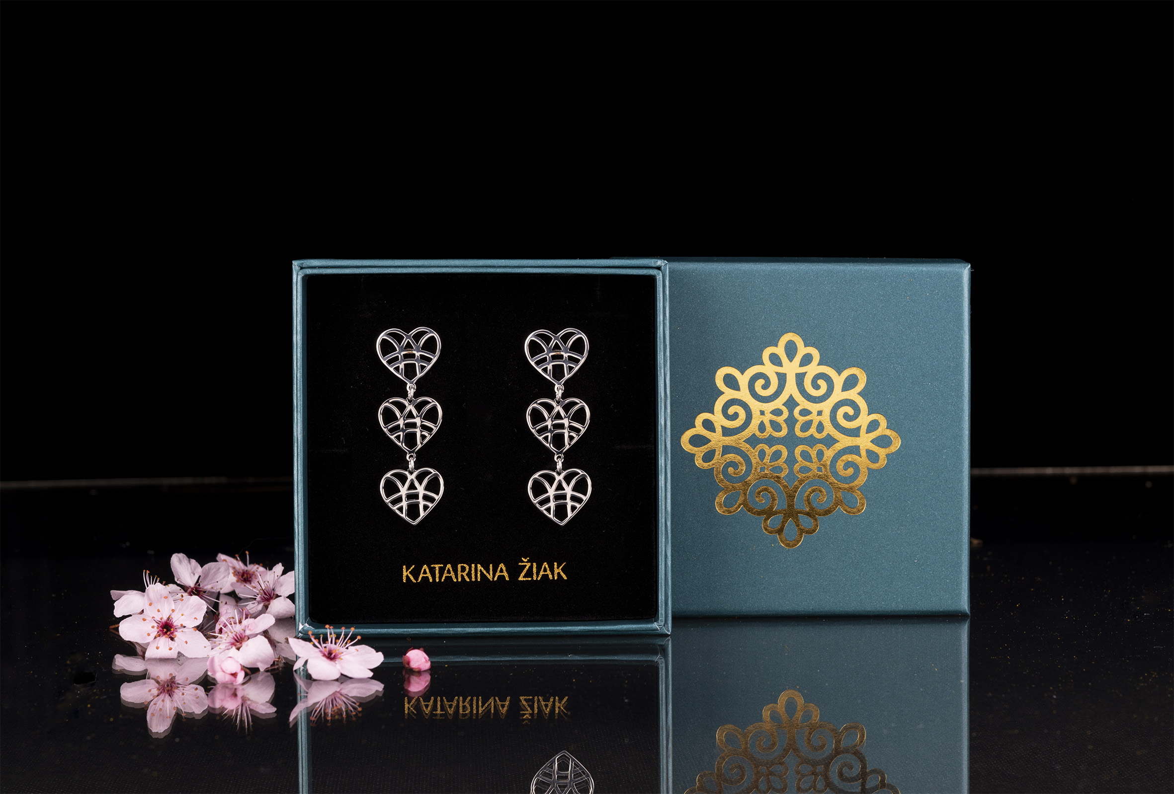 Náušnice srdce skladané