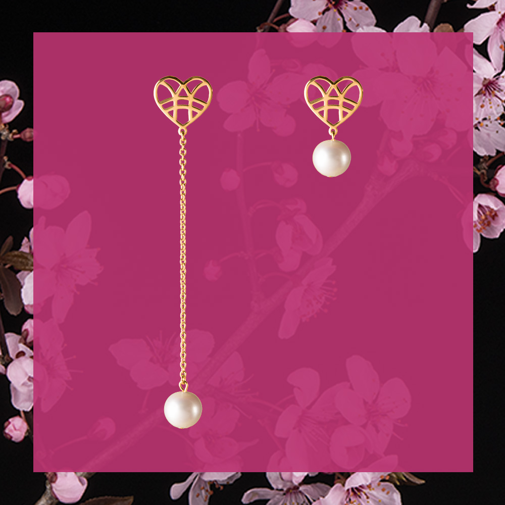 Napichovacie náušnice srdce s perlou - kombinované