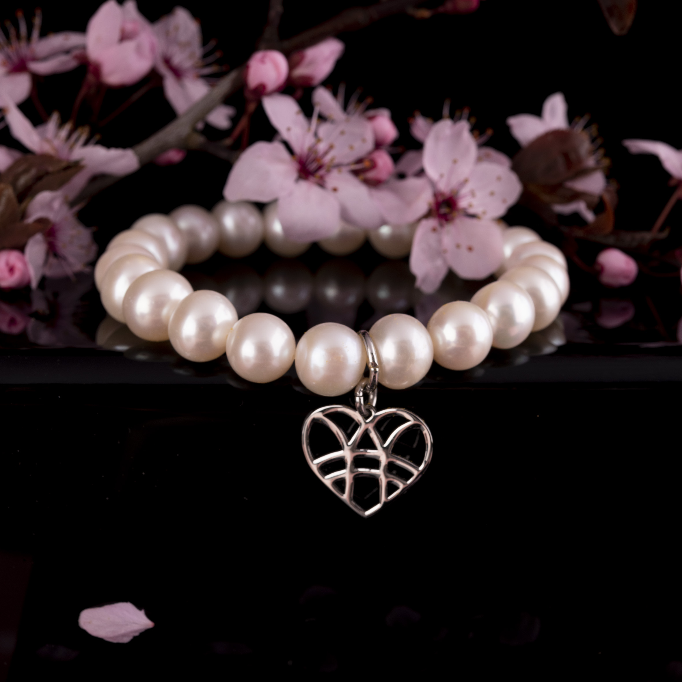 Náramok srdce - perly