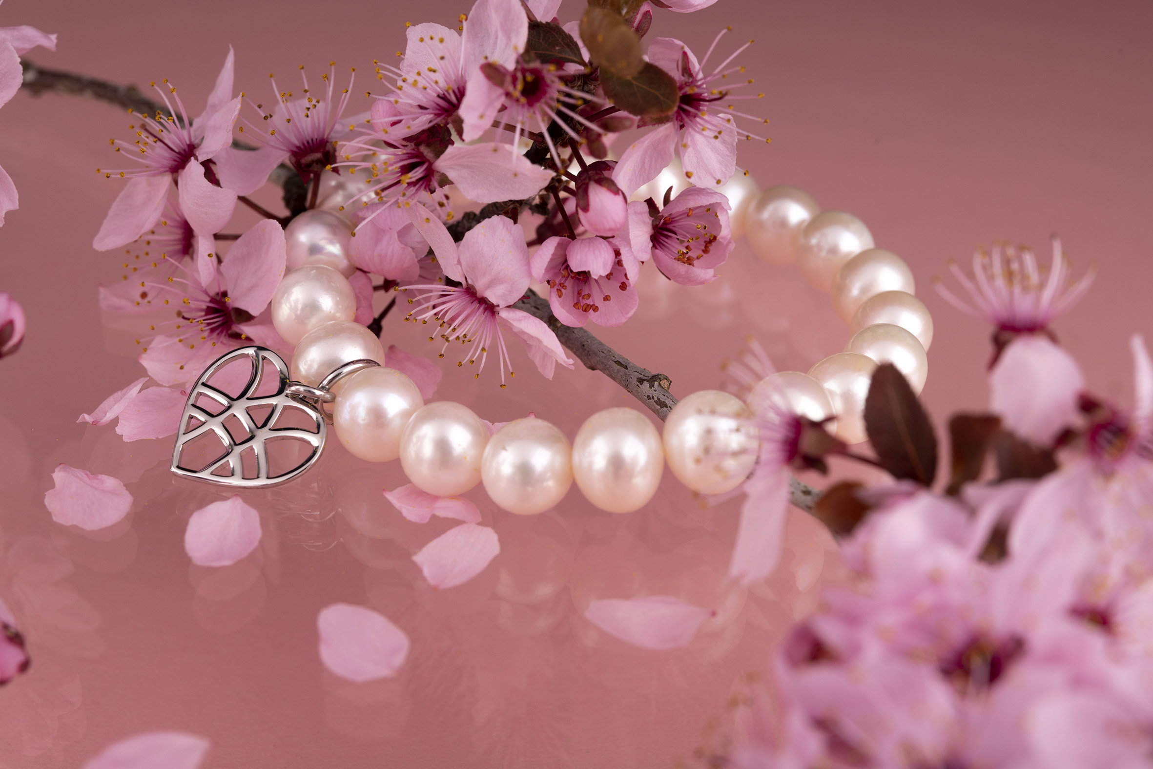 Náramok srdce - perly