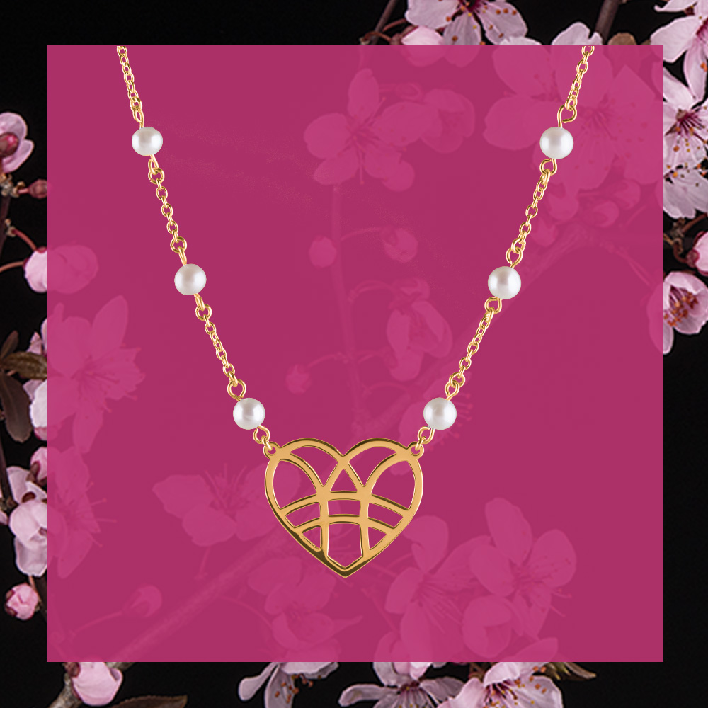 Náhrdelník srdce perly v retiazke 2