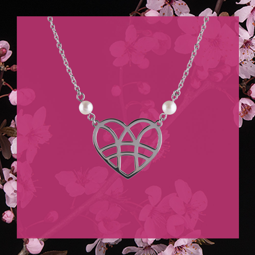 Náhrdelník srdce perly v retiazke 1