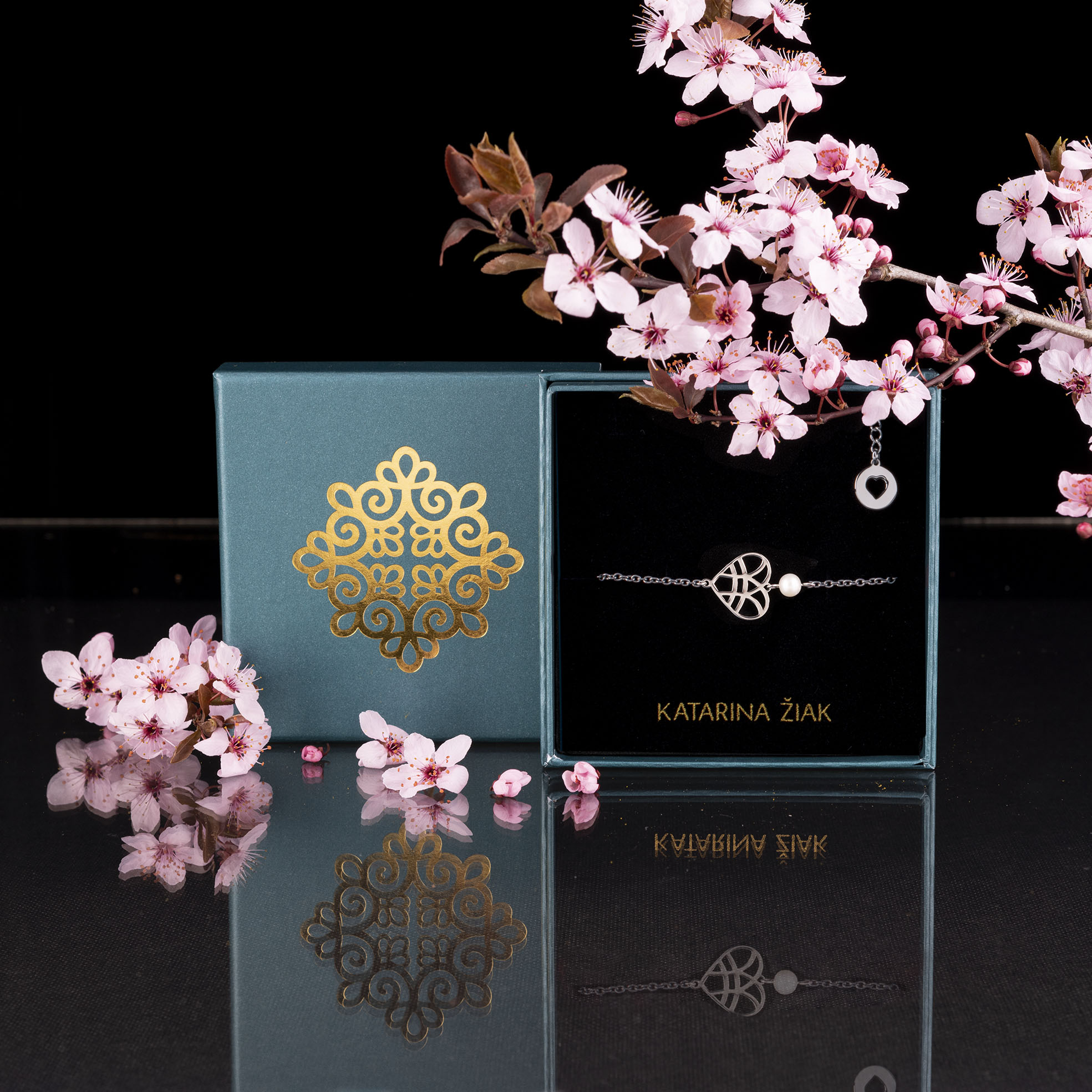 Náramok srdce IBA TEBE – retiazka + perla