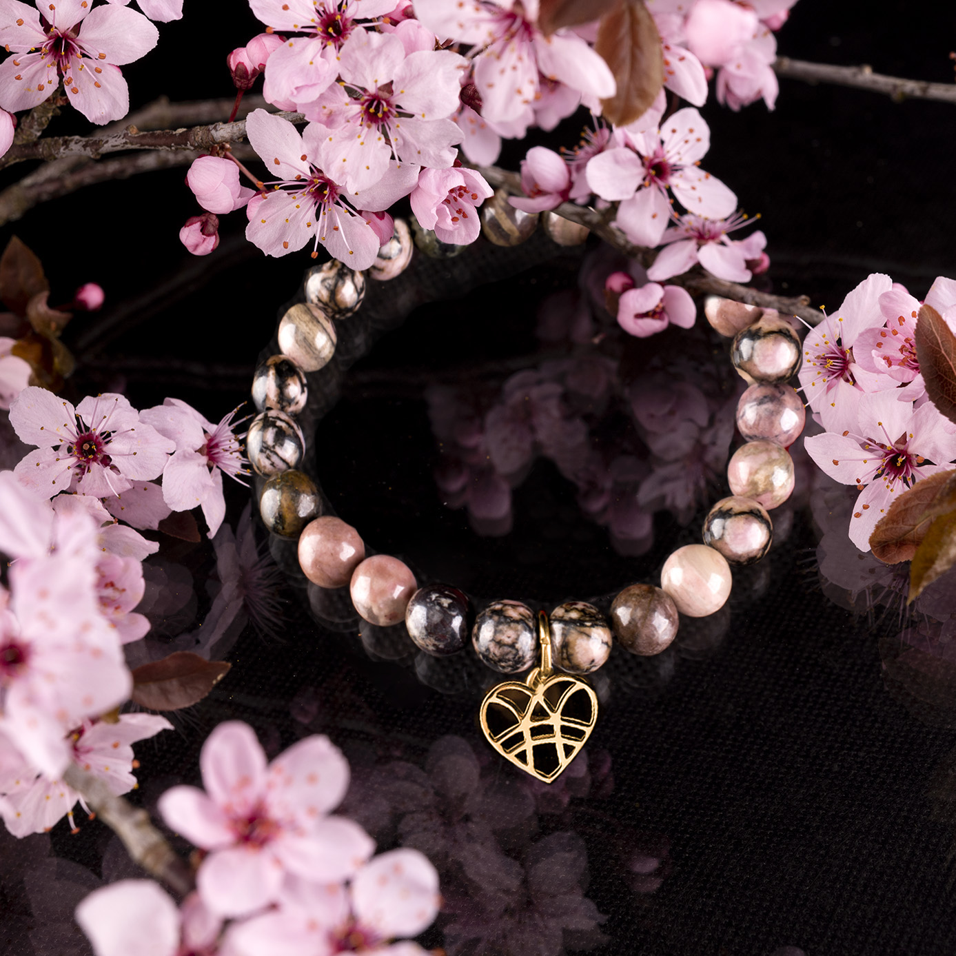 Náramok  srdiečko IBA TEBE (možné sú rôzne kamene)