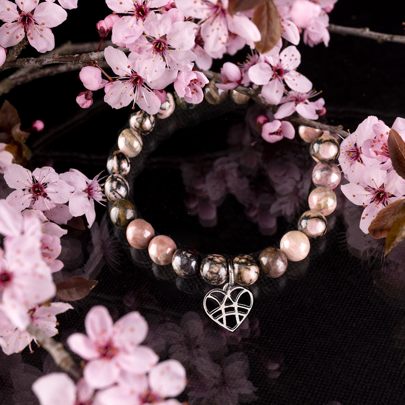 Náramok  srdiečko IBA TEBE (možné sú rôzne kamene)