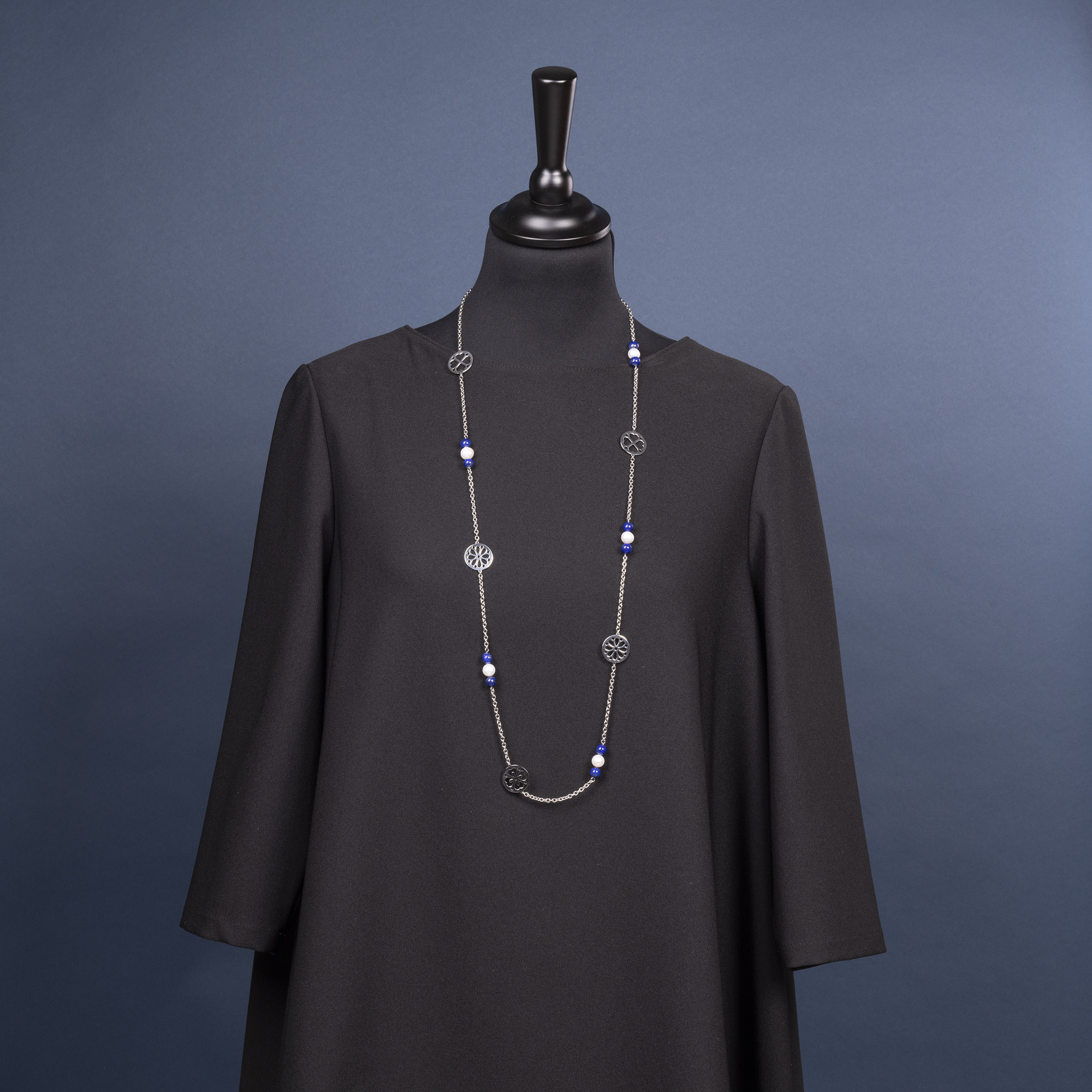 Retiazka čipka kruhy kvietky - kombinované + perla/lapis