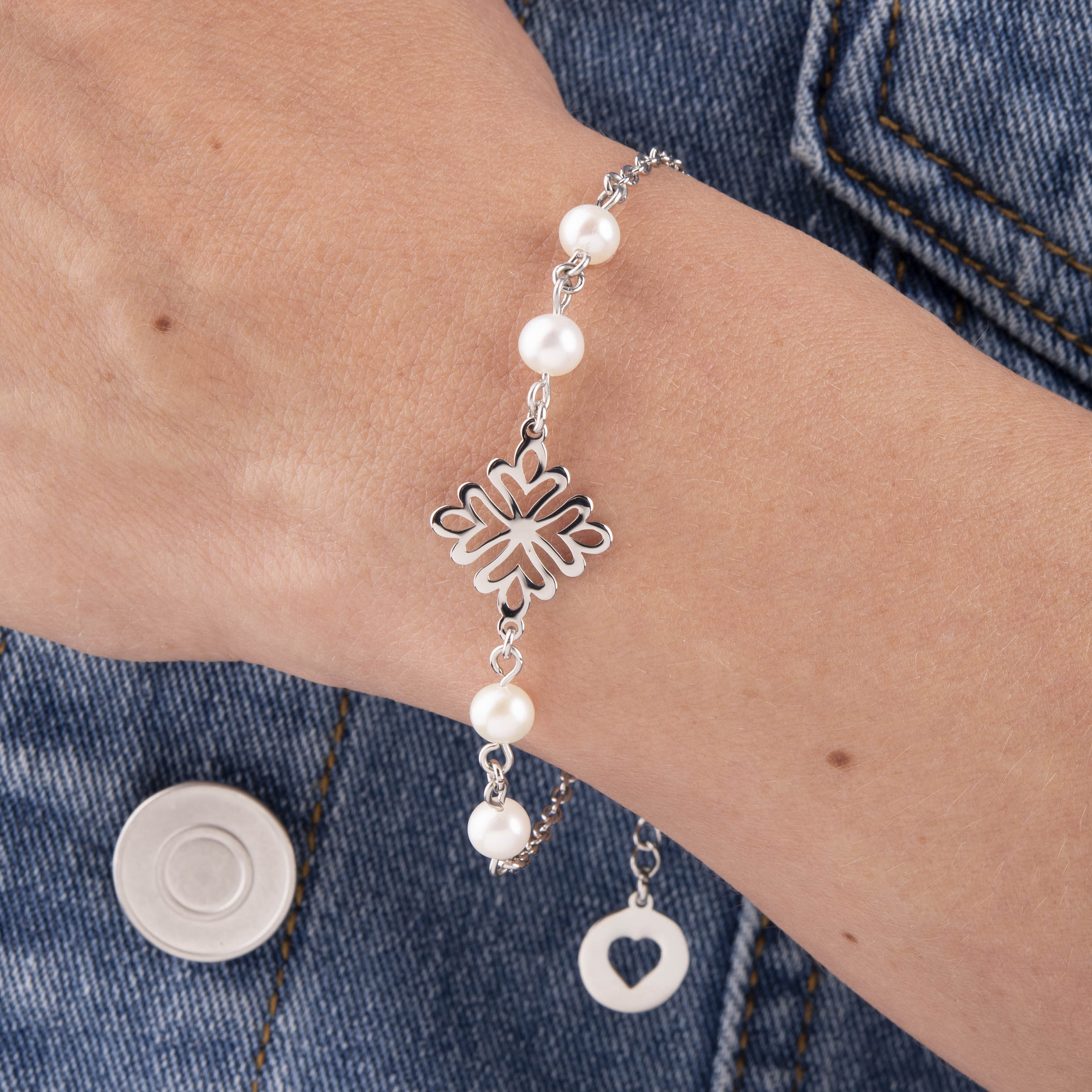 Náramok Trakovice ornament– retiazka + perla