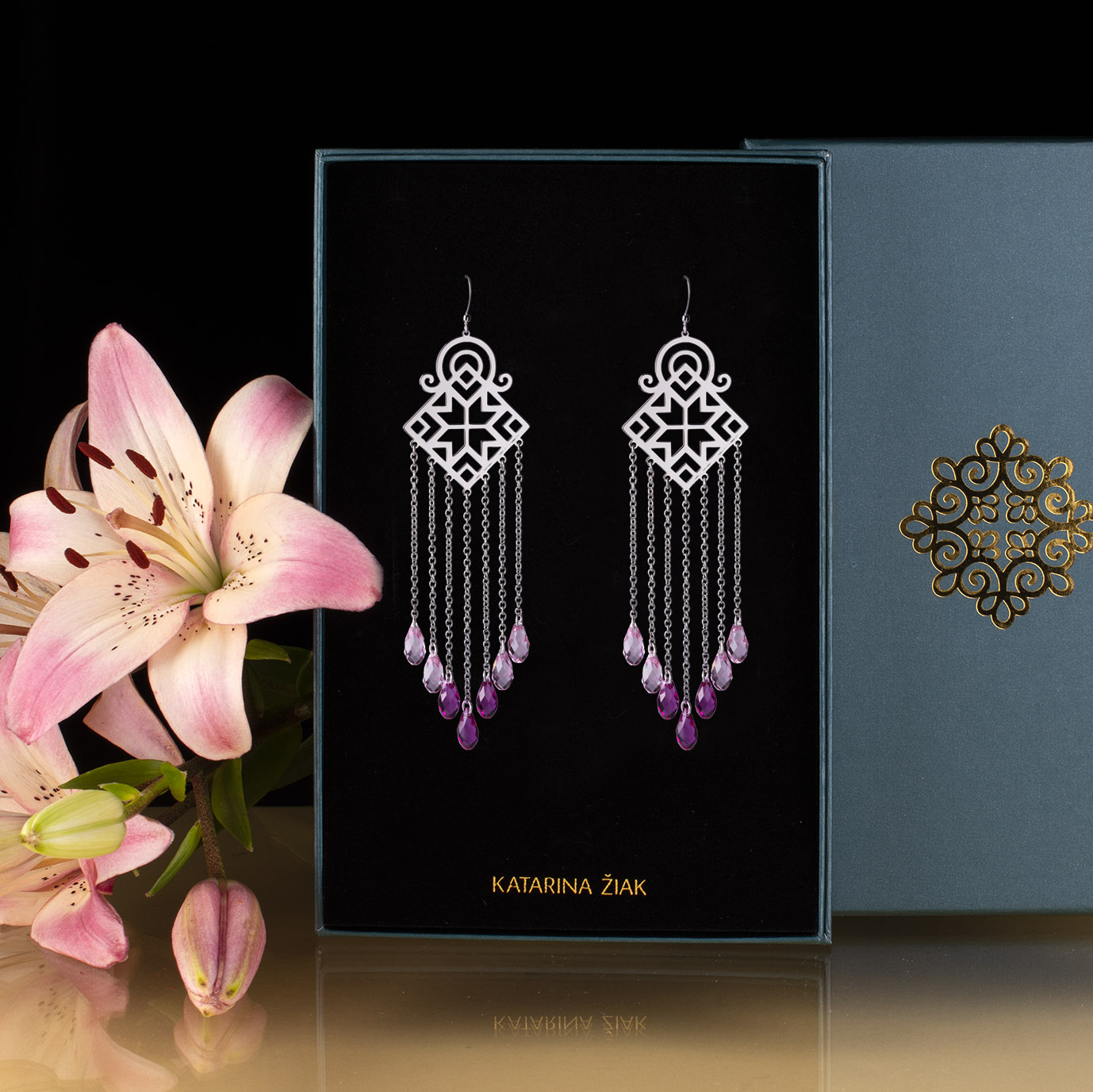 Náušnice gatra vodopád - dlhý + swarovski