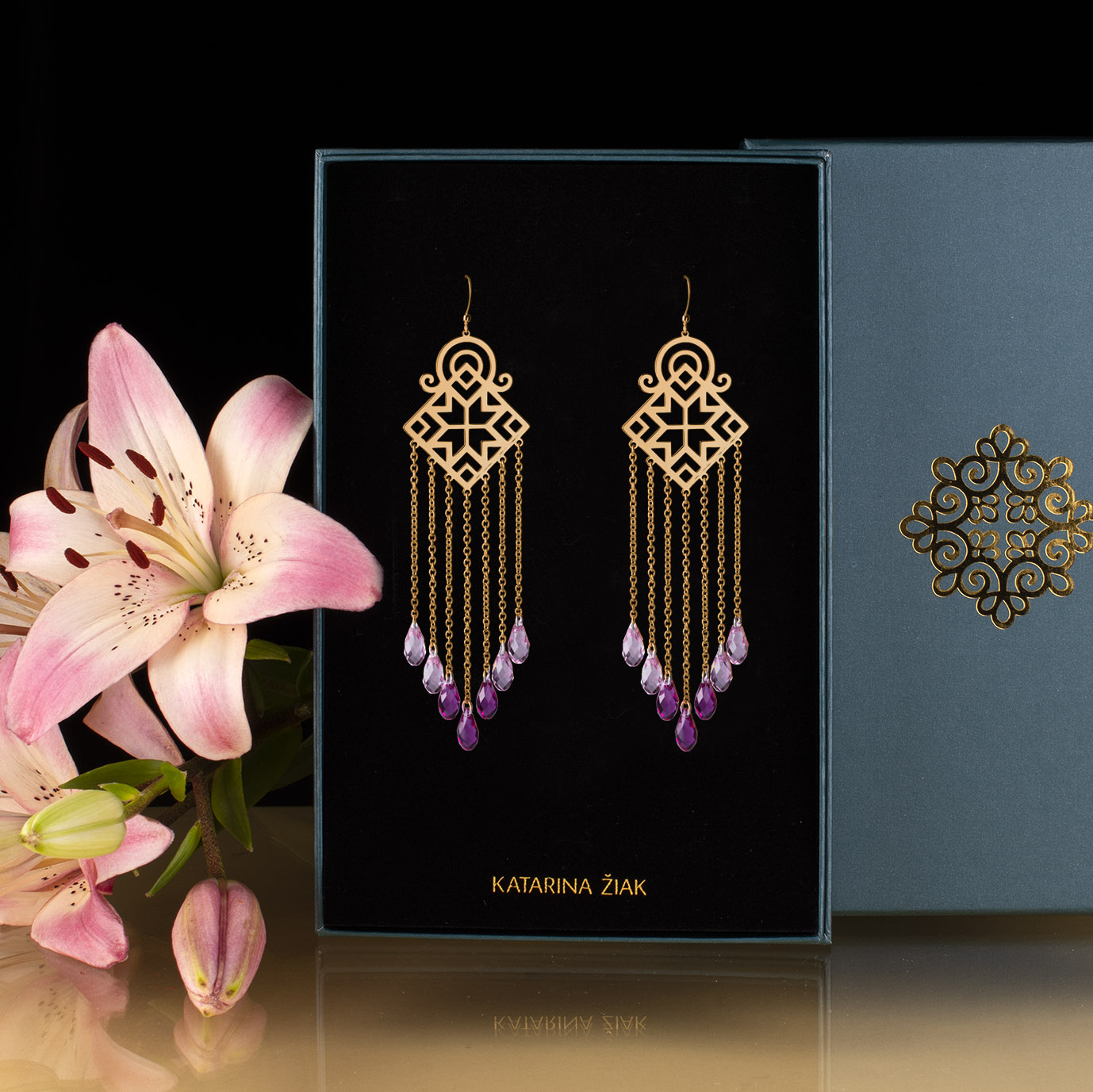 Náušnice gatra vodopád - dlhý + swarovski