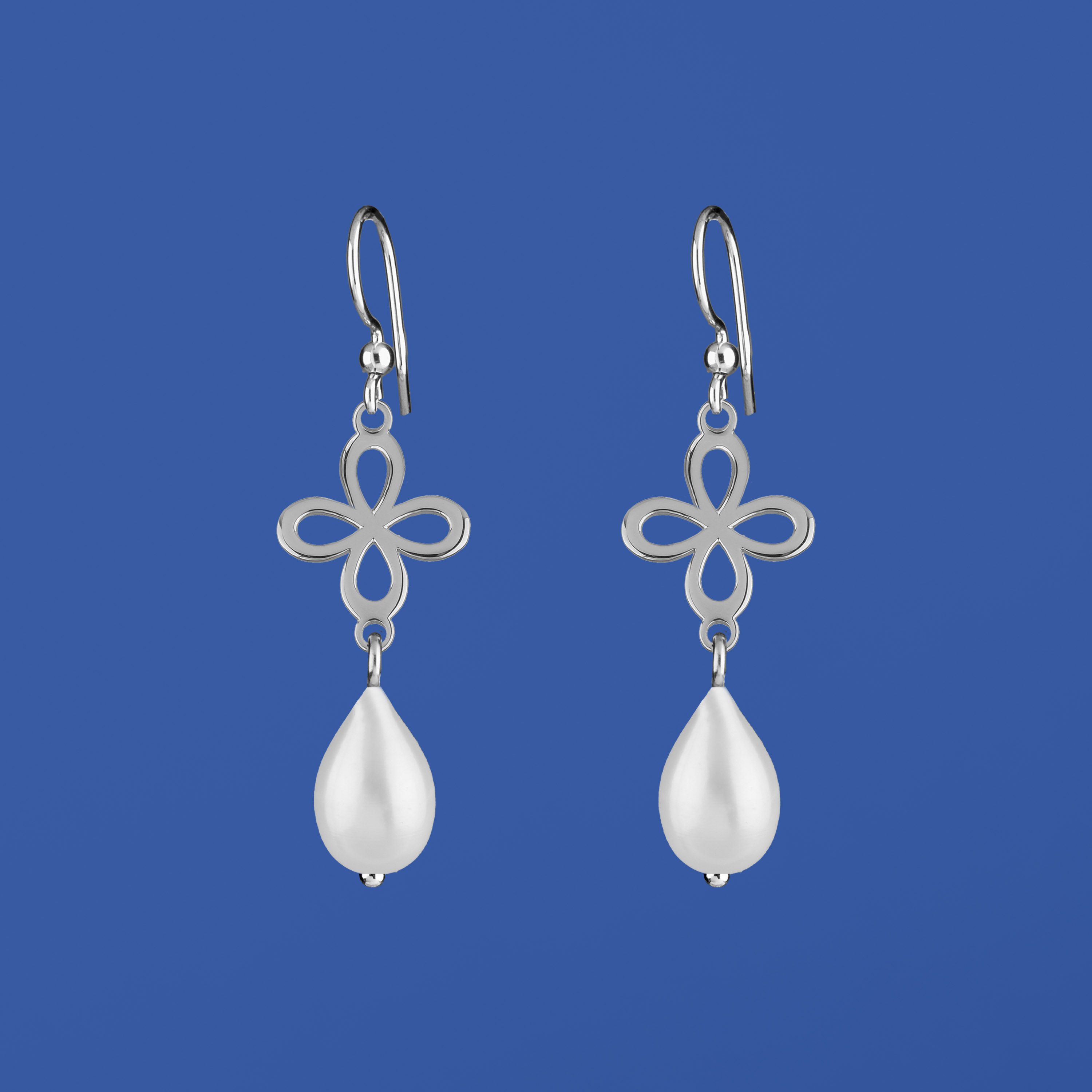 Náušnice nekonečno s perlou - slza